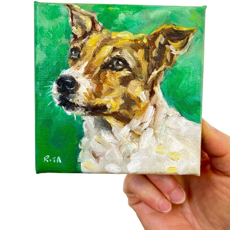 Little Jack Russell | Original Mini Oil Painting | Handmade Australian Dog Art