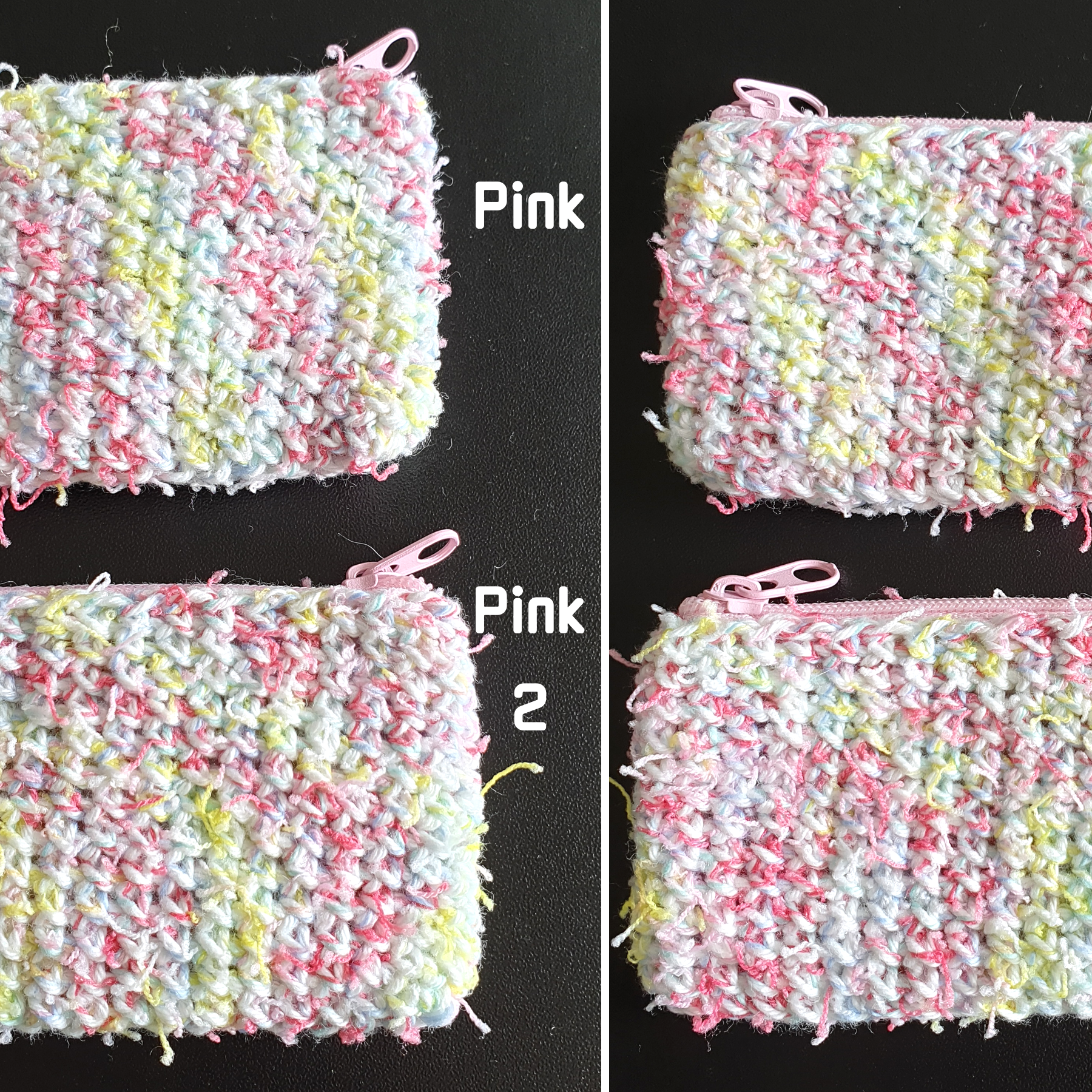 Handmade Mini Colourful Zippered Crochet Coin Purse : Blue Green Pink Yellow Purple Orange White mix