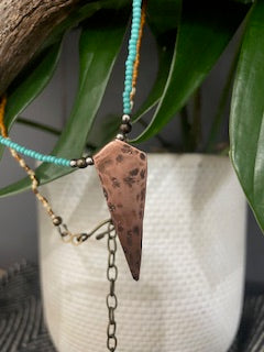 Seed Bead Copper Pendant Necklace
