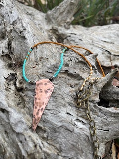Seed Bead Copper Pendant Necklace