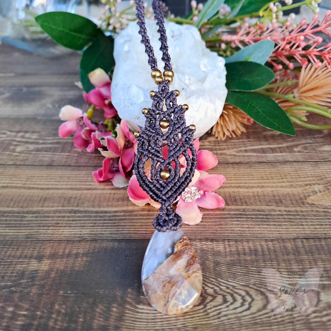 Purple Chalcedony Micro Macramé Necklace