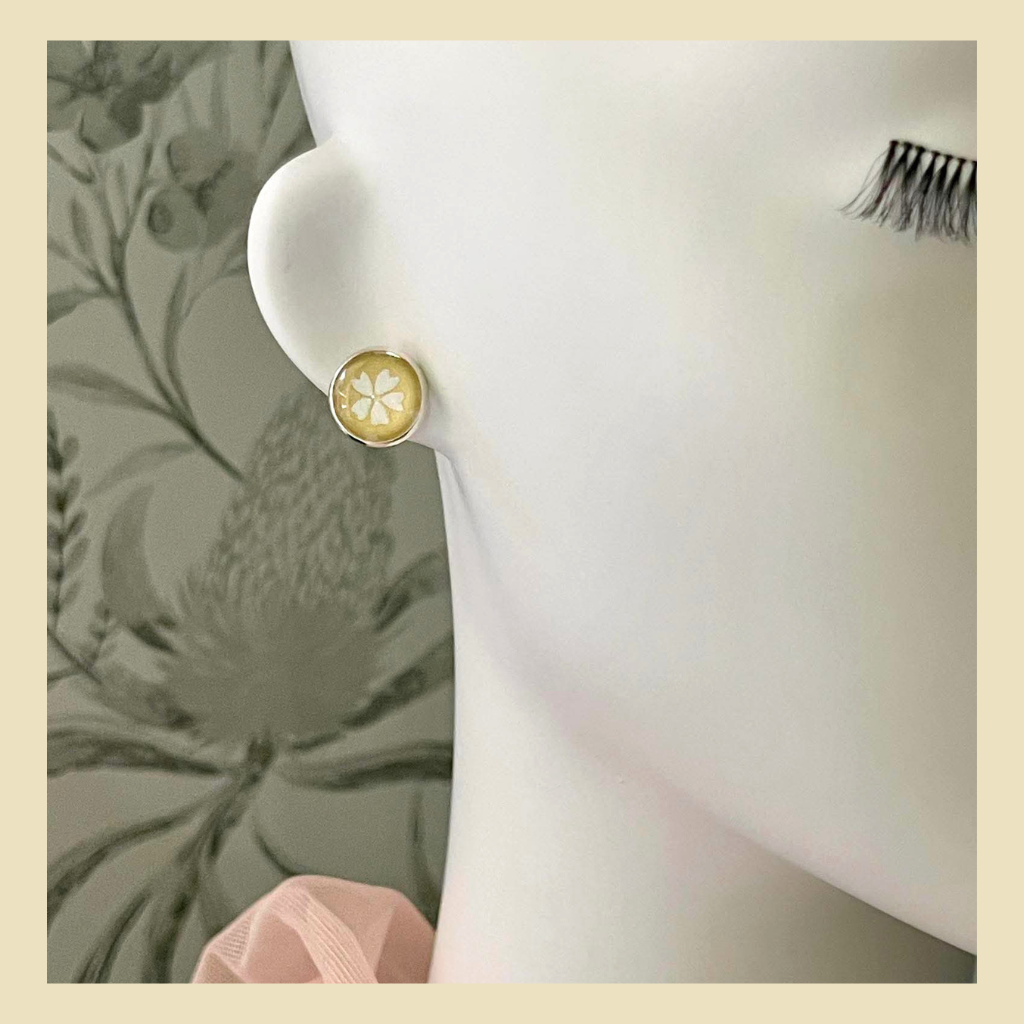Creamy Butter Yellow and White Flower Earrings • Handmade with Origami Papers