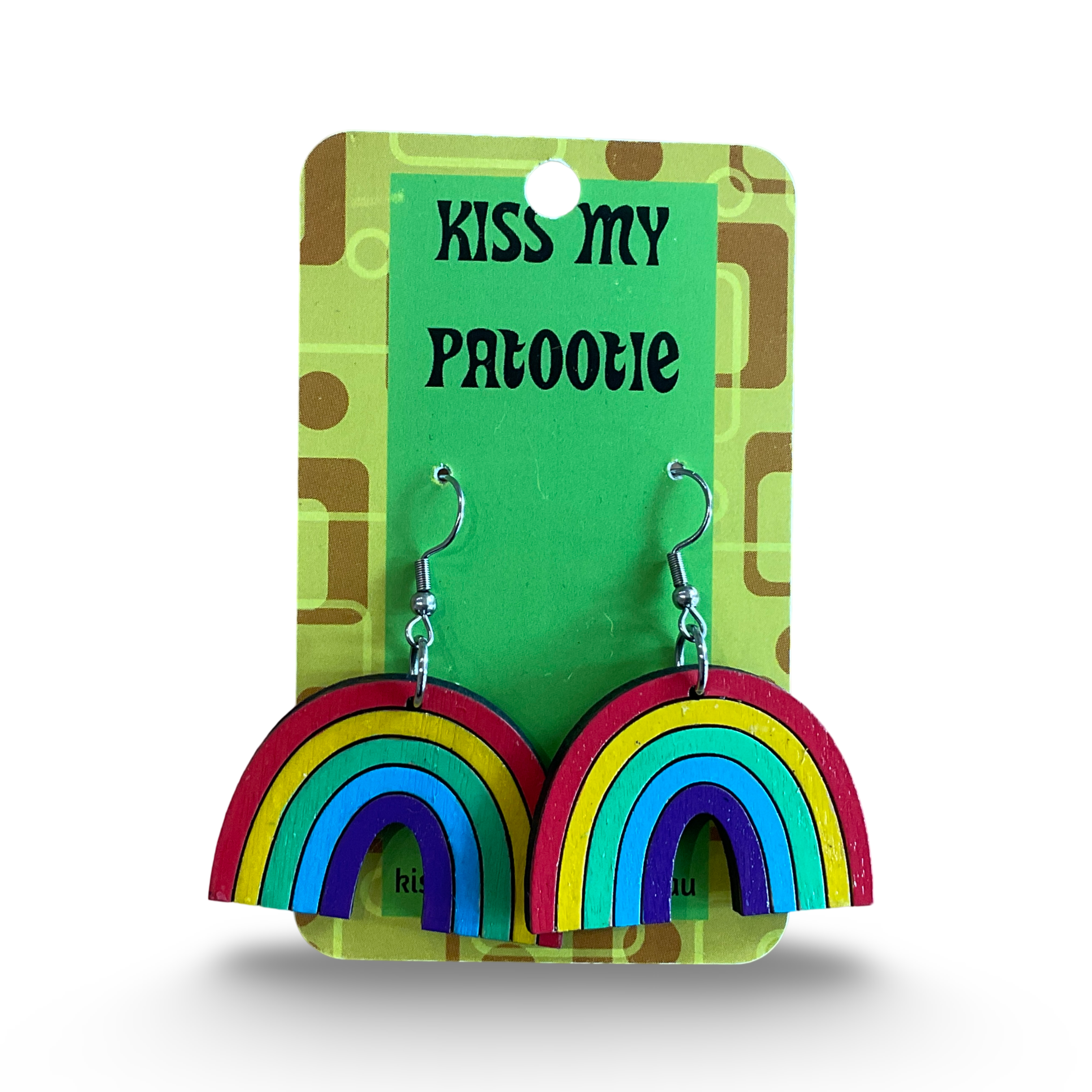 Wooden Rainbow earrings - hand painted