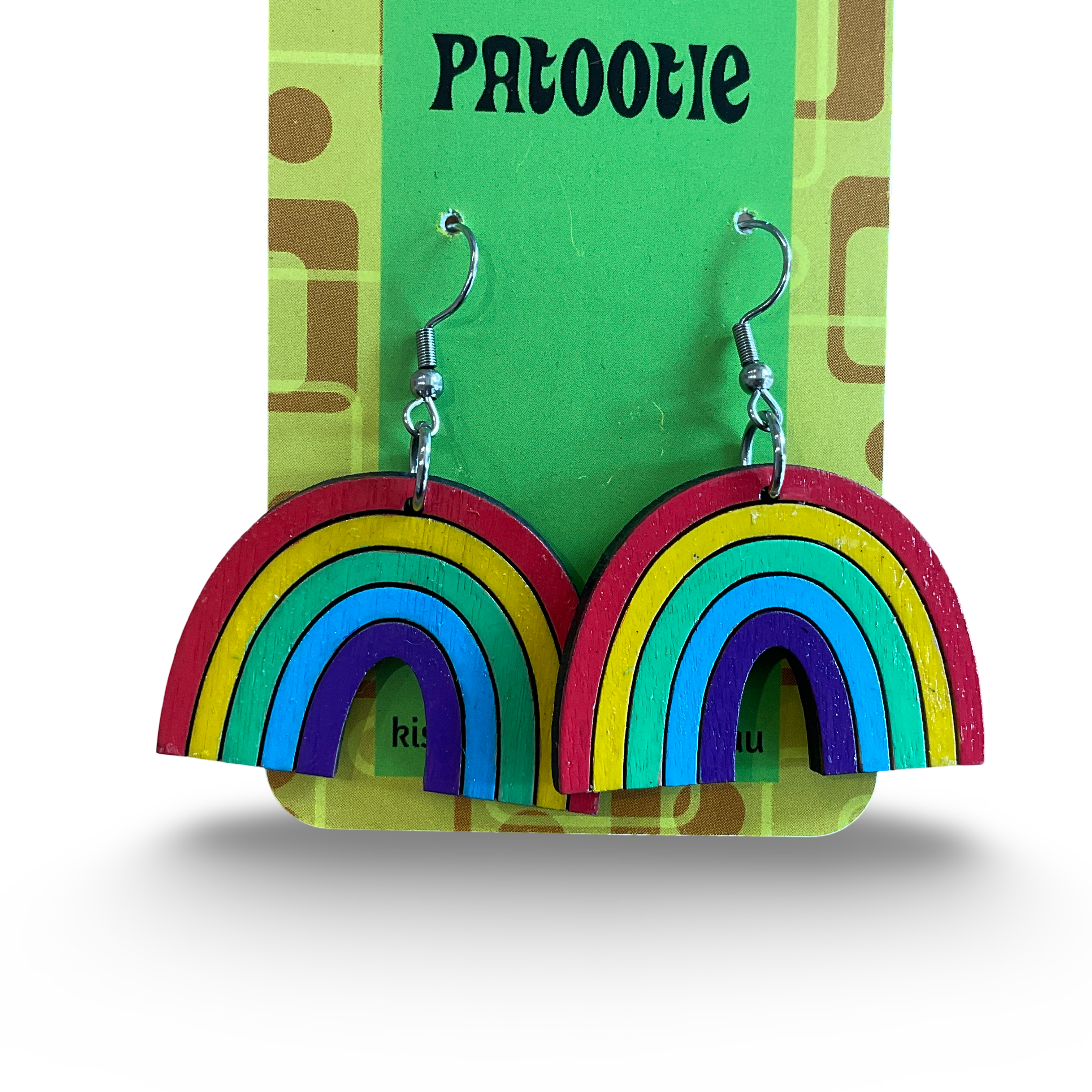 Wooden Rainbow earrings - hand painted