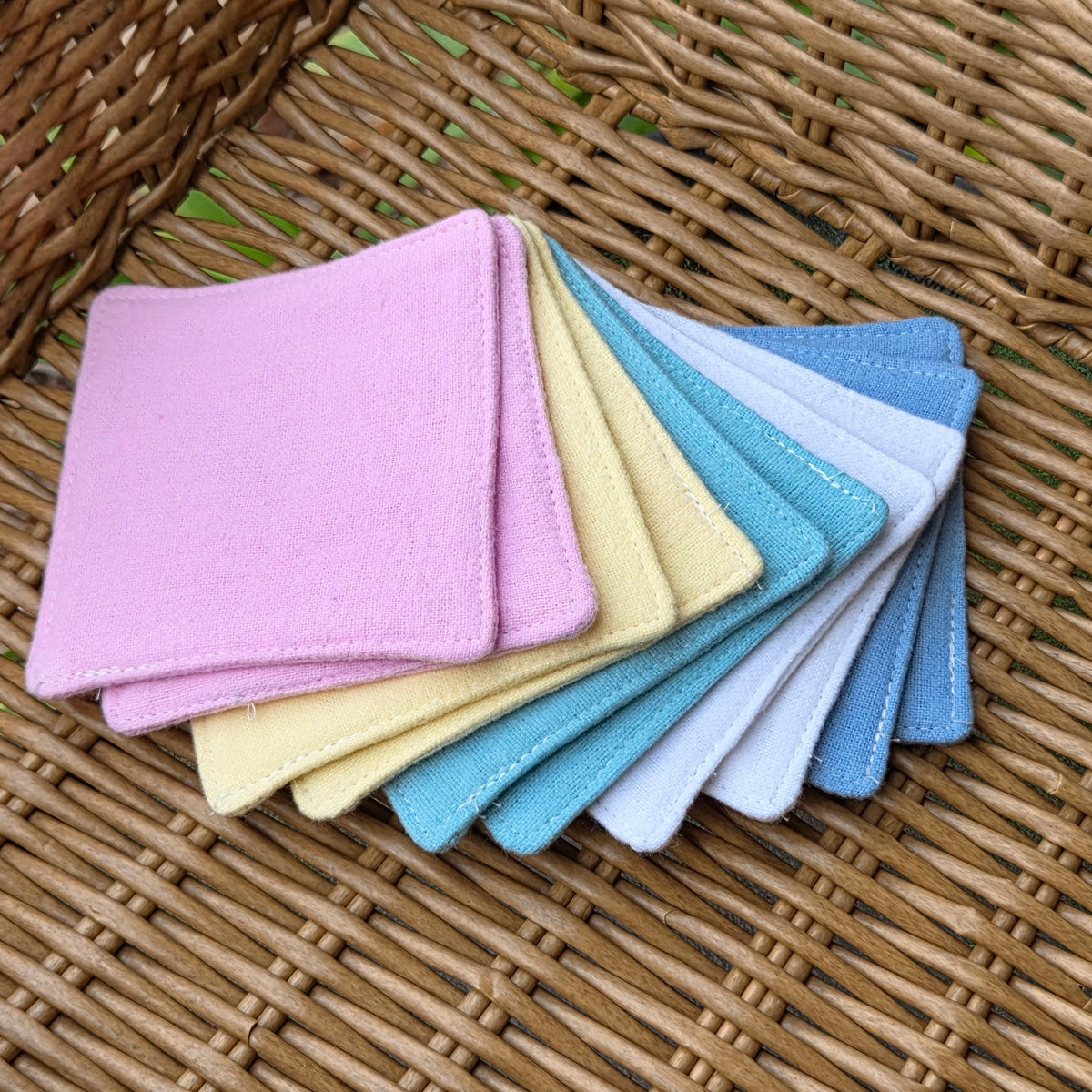 Reusable Makeup Wipes, packs of 10, plain colours