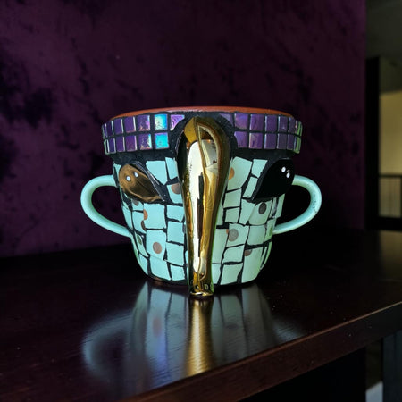 Mosaic Plant Pot. Elephant.