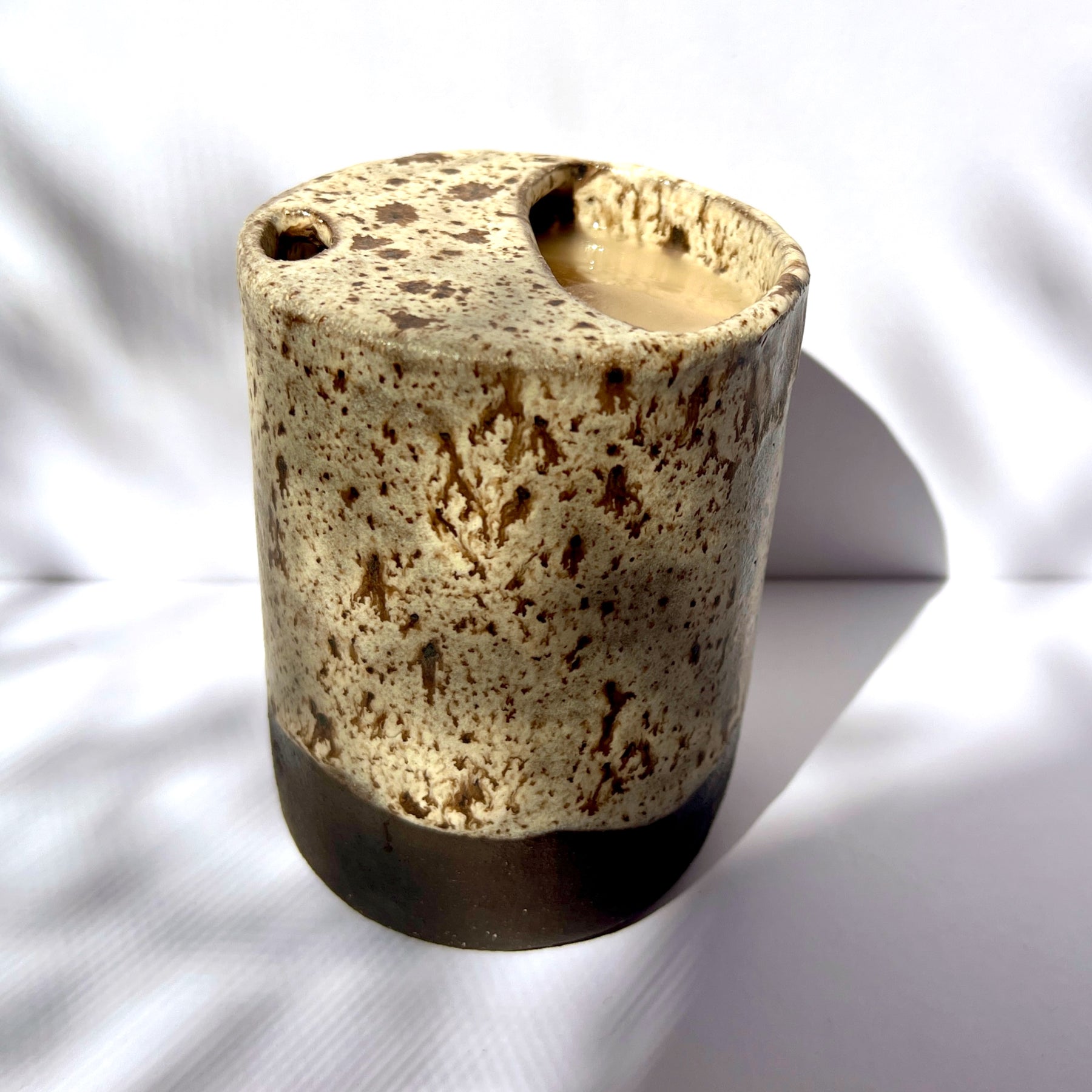 Handmade Ceramic Travel Mug – Winter Woods Collection, Stoneware Iced Coffee Sippy Cup, Earthy Pottery