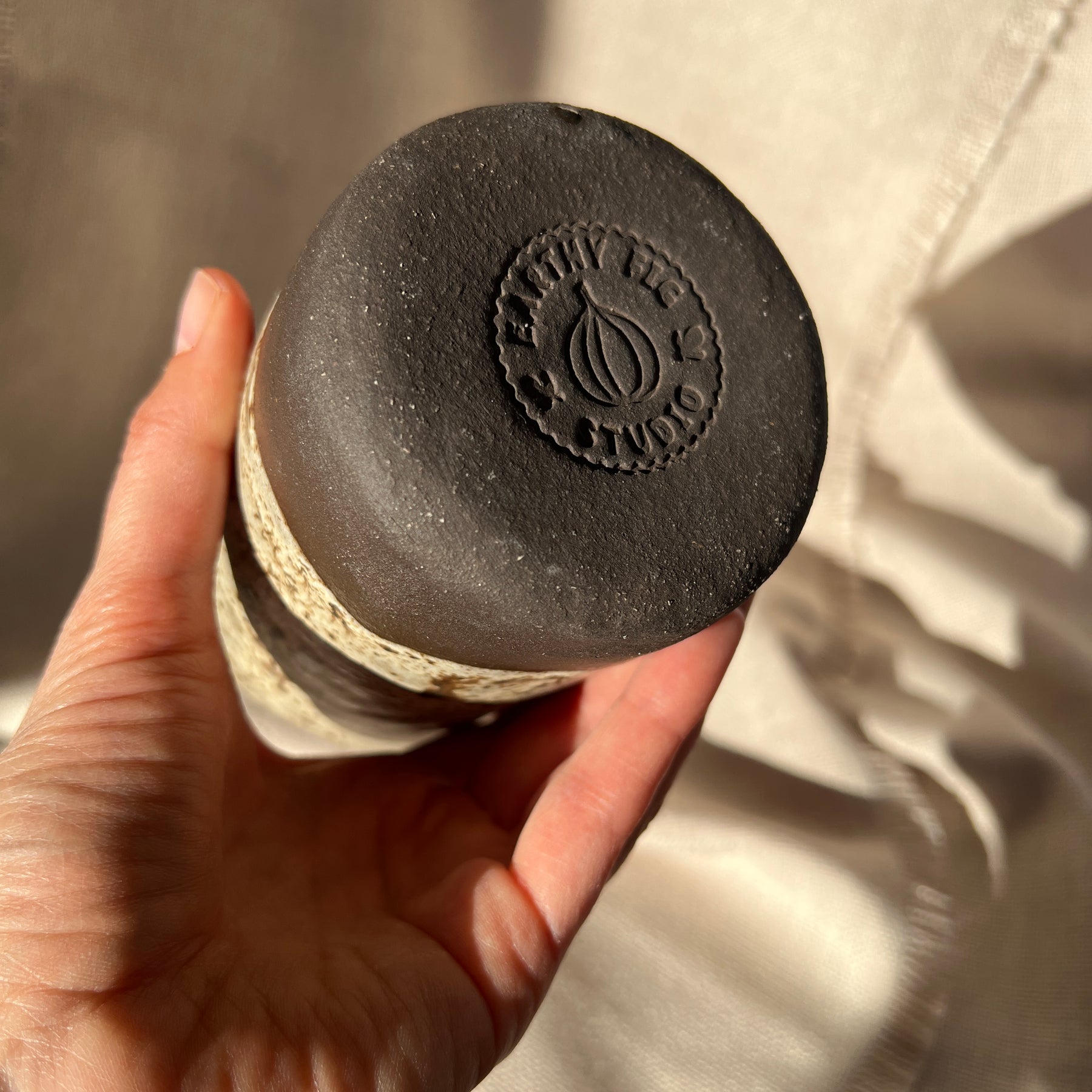 Handmade Ceramic Travel Mug – Winter Woods Collection, Stoneware Iced Coffee Sippy Cup, Earthy Pottery
