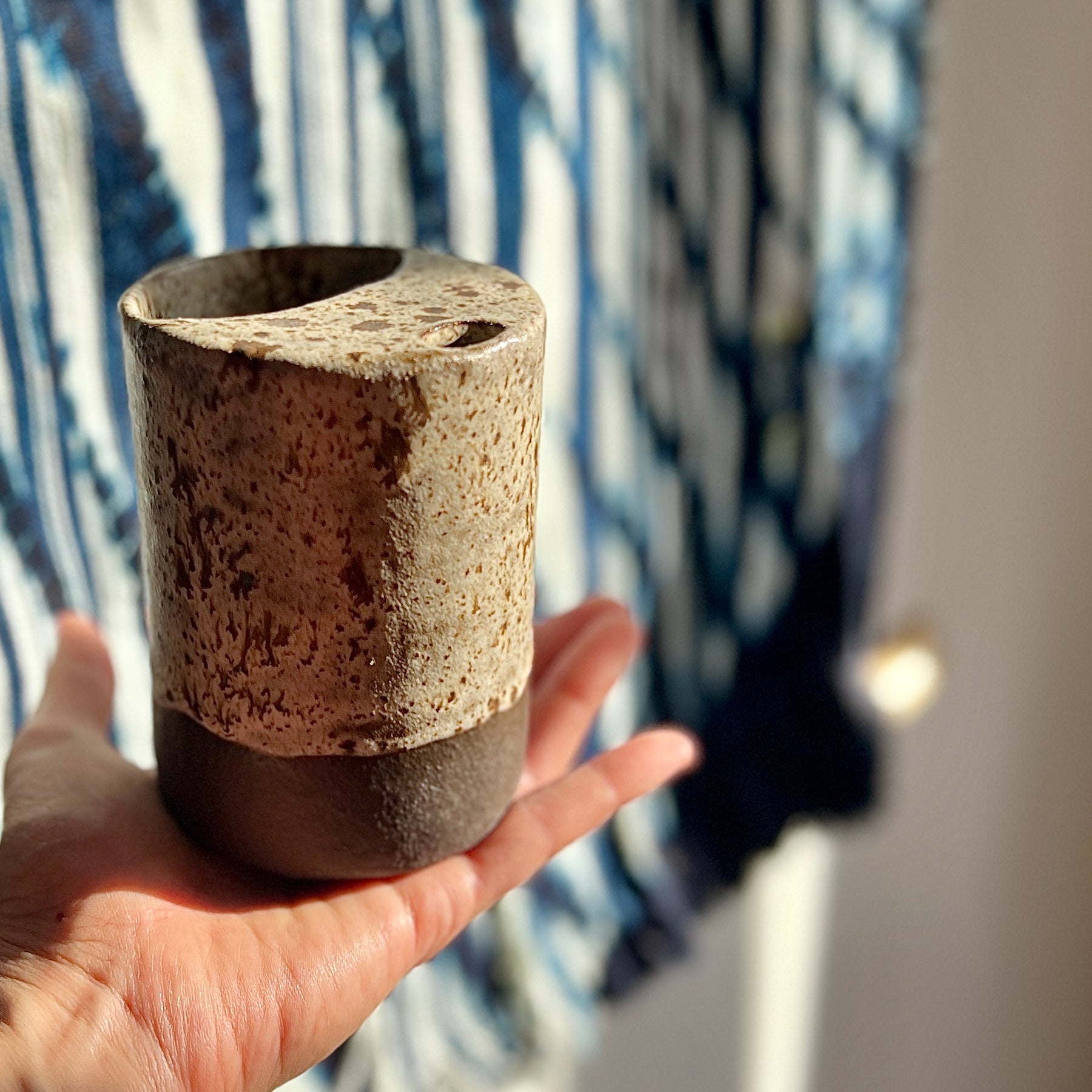 Handmade Ceramic Travel Mug – Winter Woods Collection, Stoneware Iced Coffee Sippy Cup, Earthy Pottery
