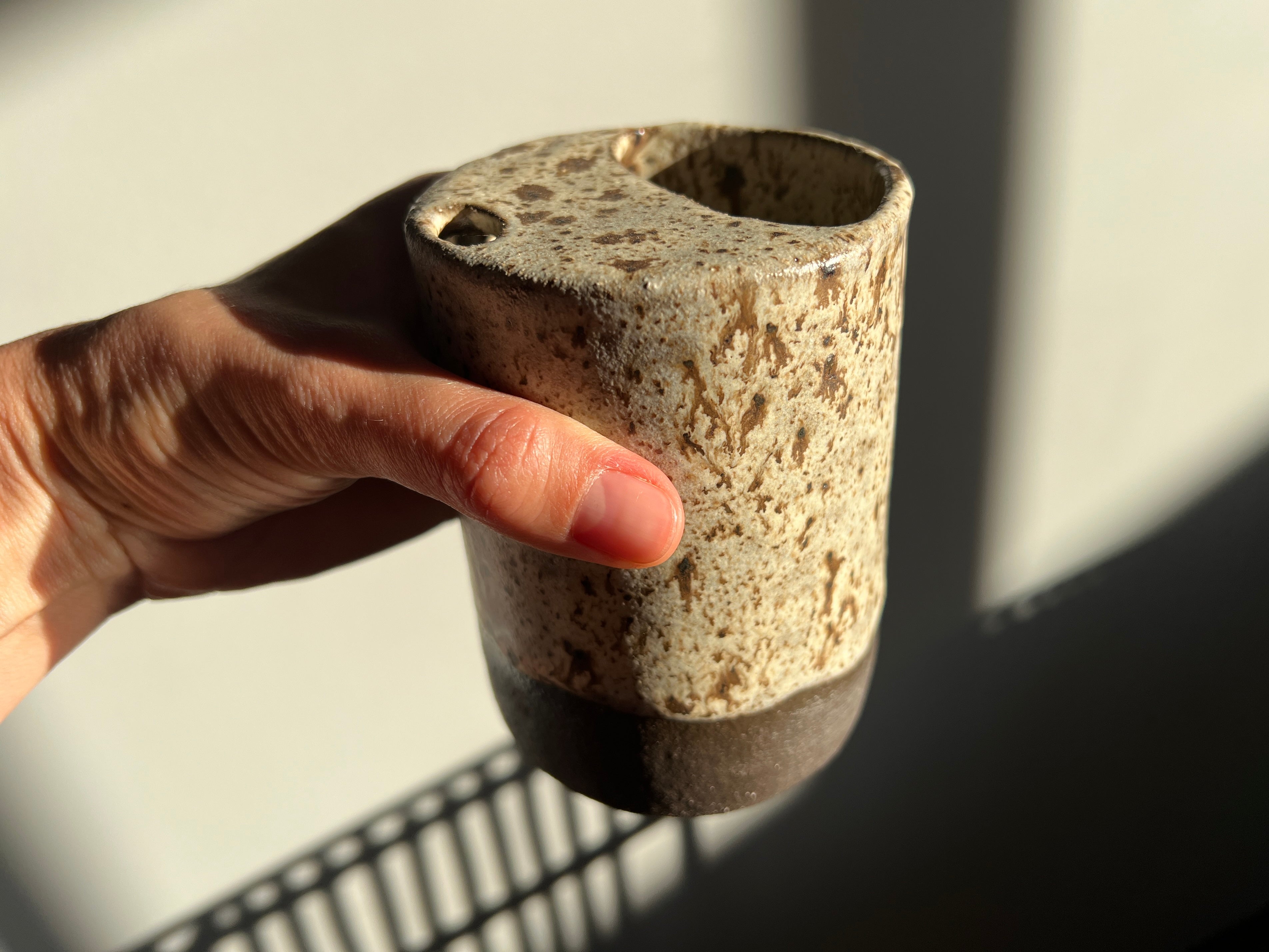 Handmade Ceramic Travel Mug – Winter Woods Collection, Stoneware Iced Coffee Sippy Cup, Earthy Pottery