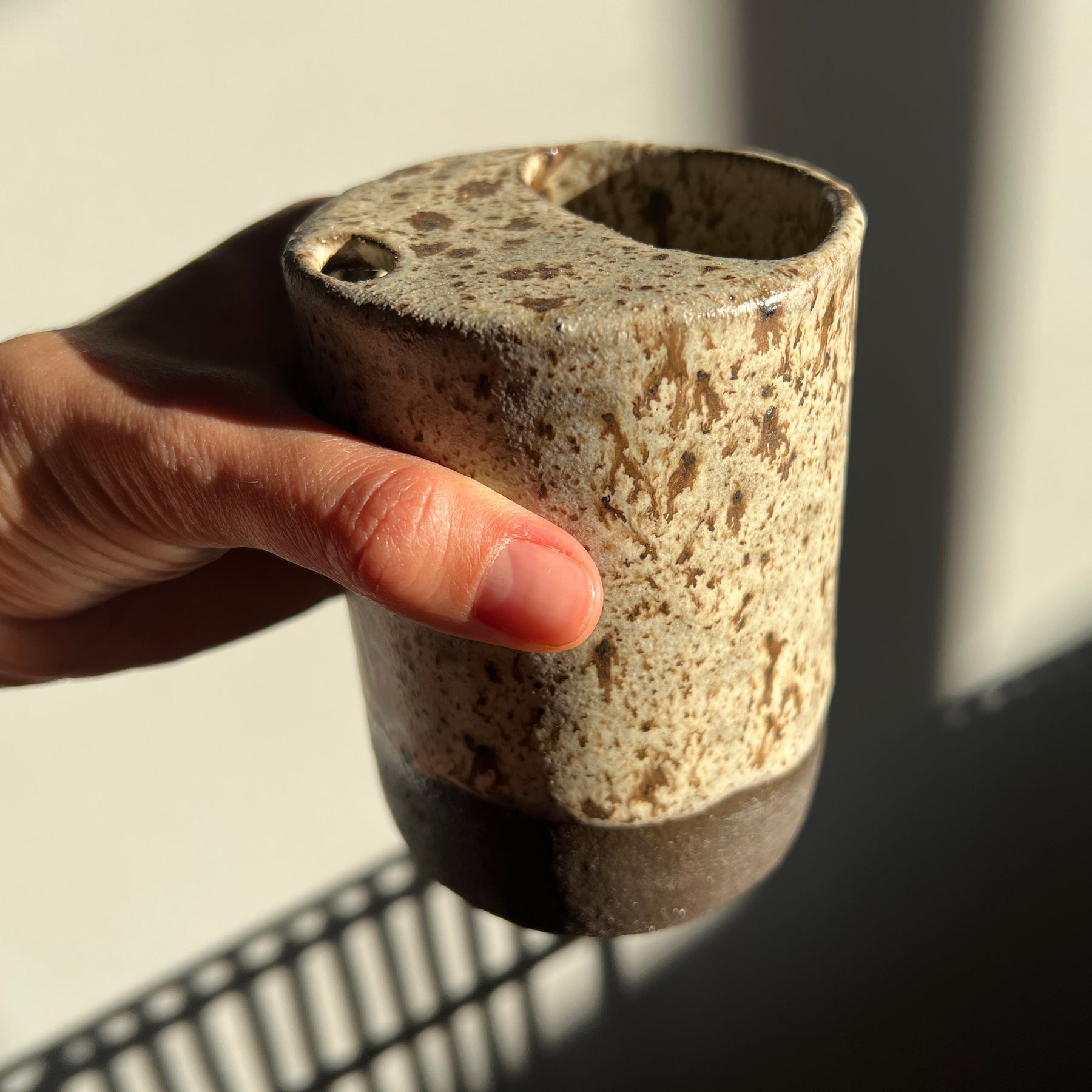 Handmade Ceramic Travel Mug – Winter Woods Collection, Stoneware Iced Coffee Sippy Cup, Earthy Pottery