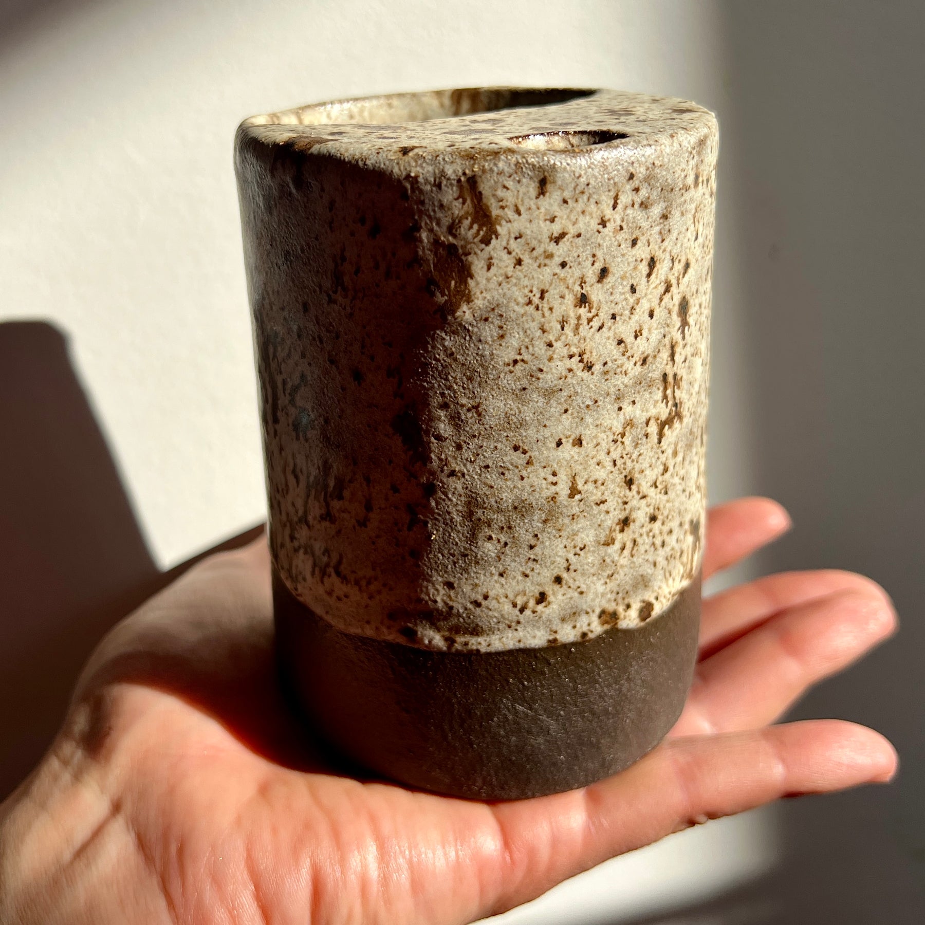 Handmade Ceramic Travel Mug – Winter Woods Collection, Stoneware Iced Coffee Sippy Cup, Earthy Pottery