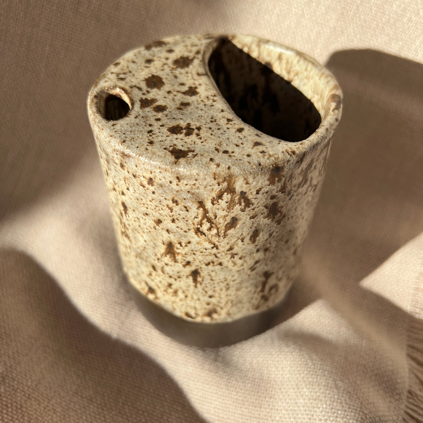 Handmade Ceramic Travel Mug – Winter Woods Collection, Stoneware Iced Coffee Sippy Cup, Earthy Pottery