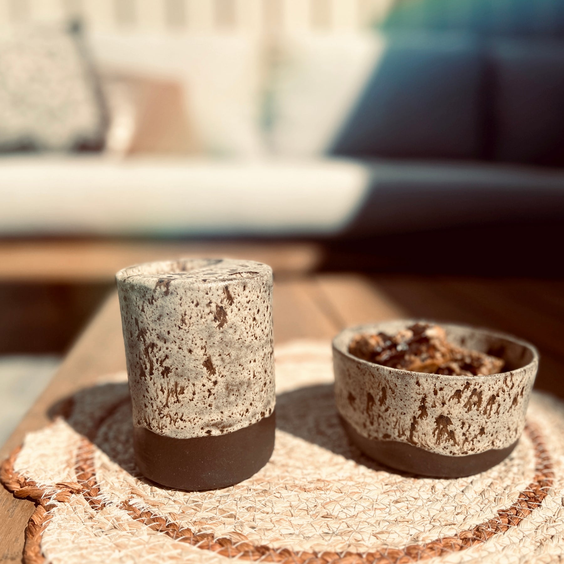 Handmade Ceramic Travel Mug – Winter Woods Collection, Stoneware Iced Coffee Sippy Cup, Earthy Pottery