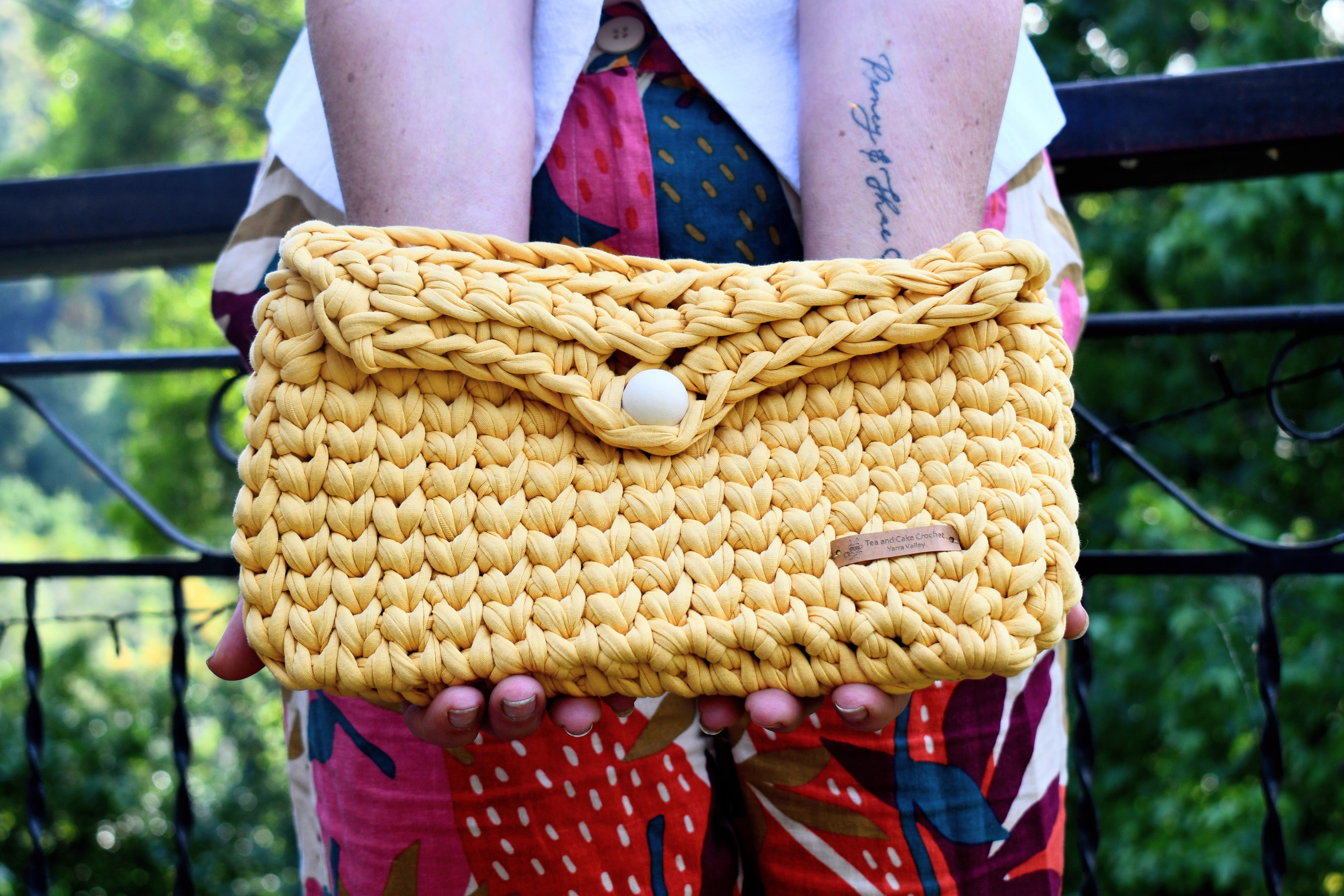 Handmade Crochet Clutch Bag Mustard
