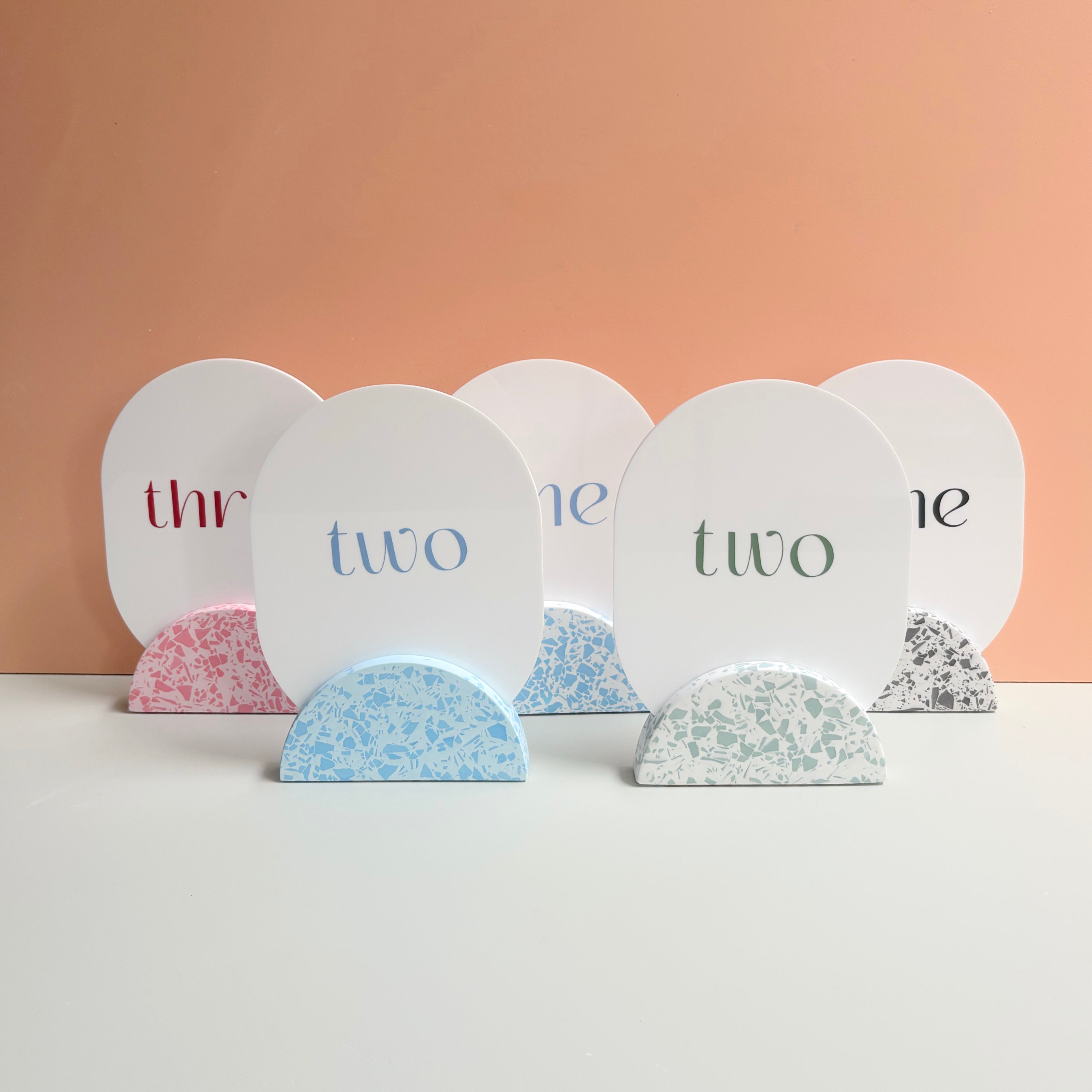 Pick your colour - Round Terrazzo table numbers