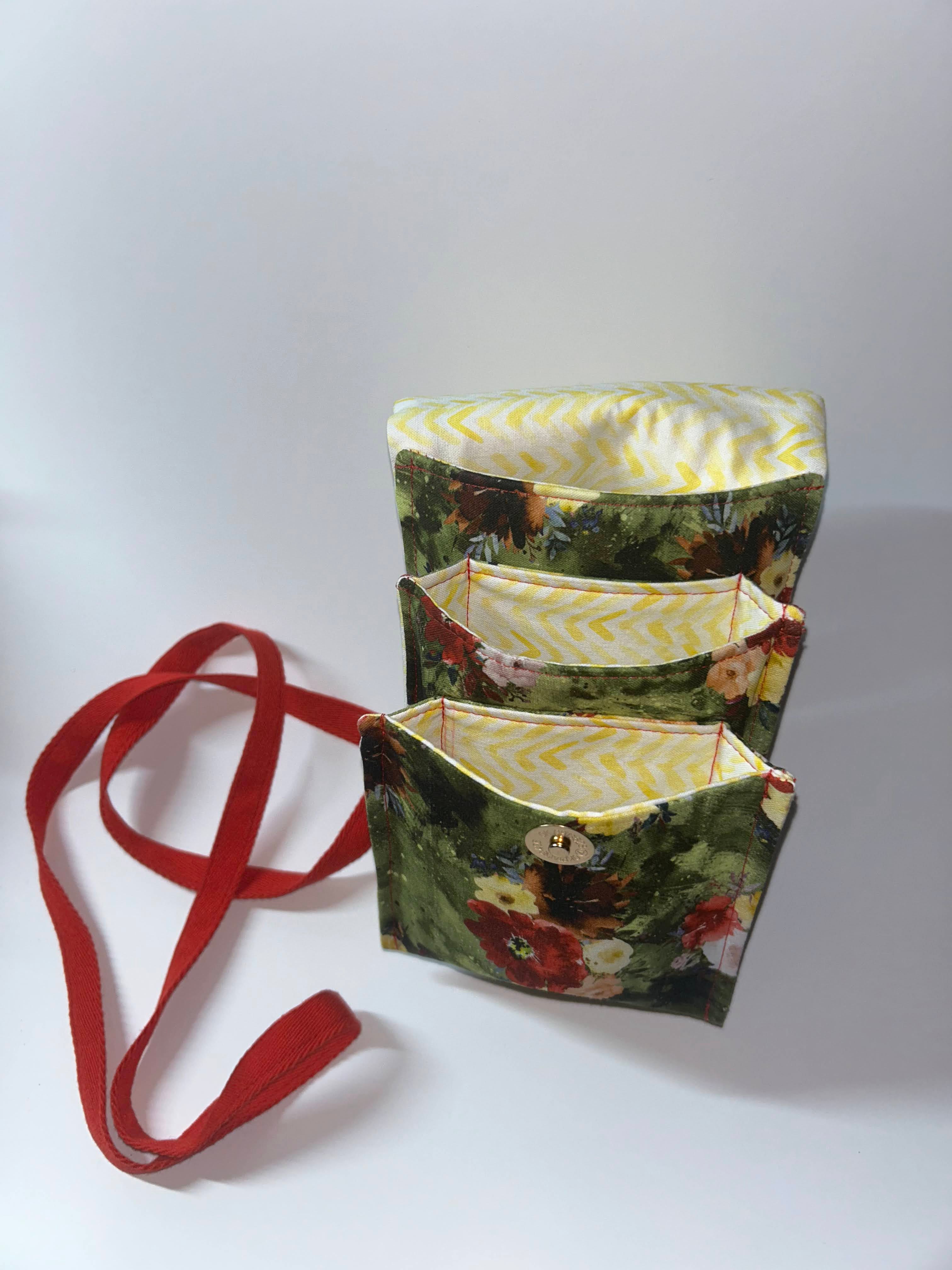 Three pouch dog walking cross-body bag