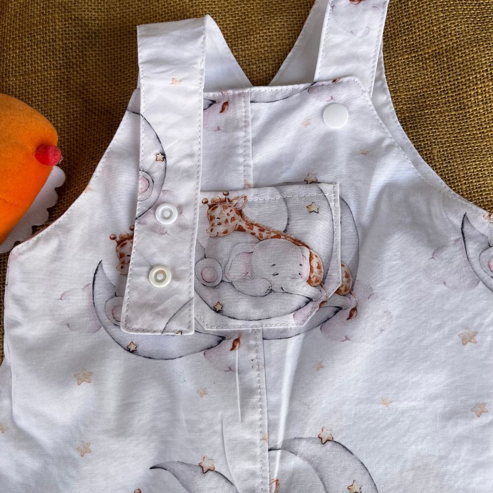 Baby short overalls | giraffe and elephant | Size 00 and 0