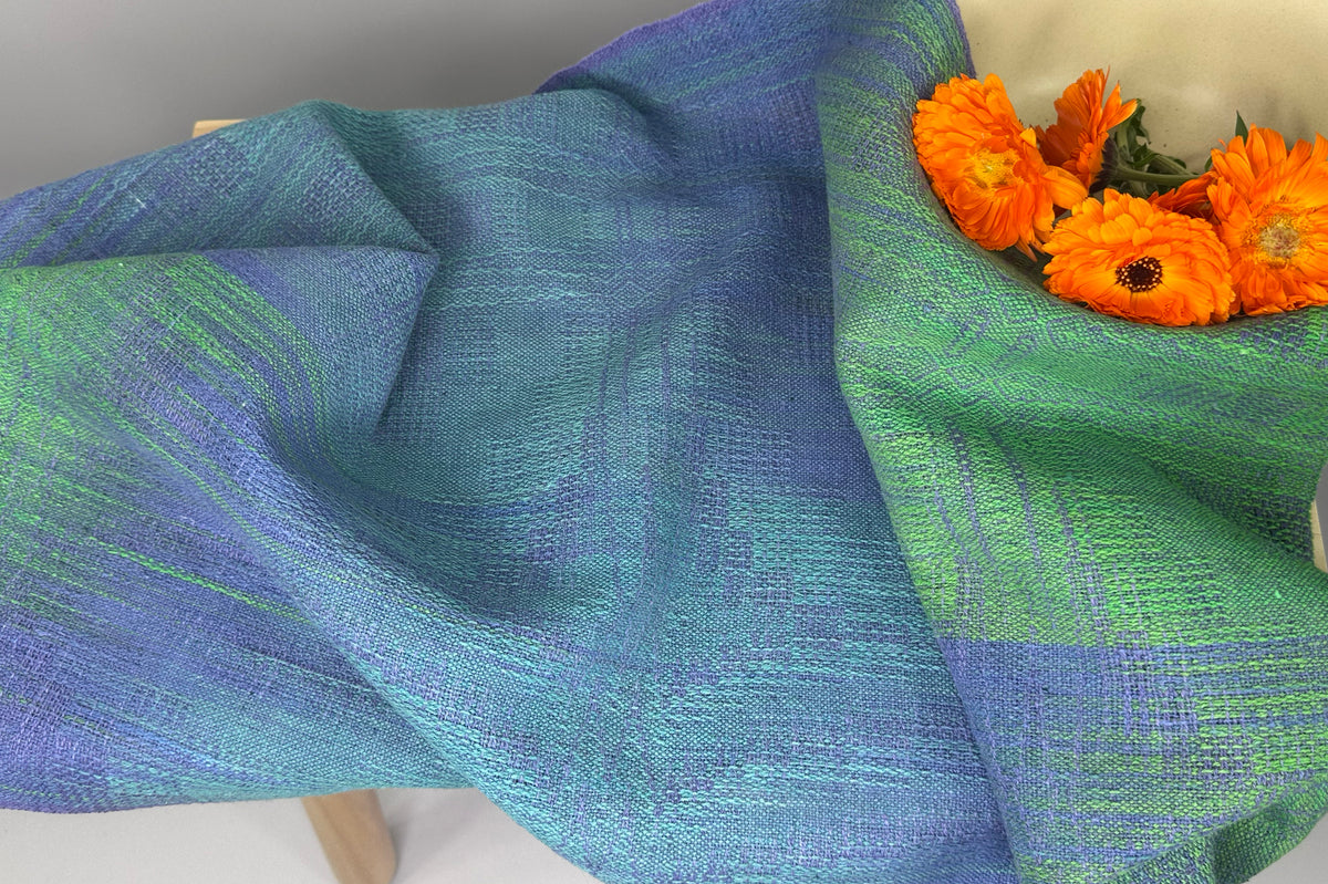 Hand-Dyed and Handwoven Linen/Cotton Tea Towels (Lilac weft)