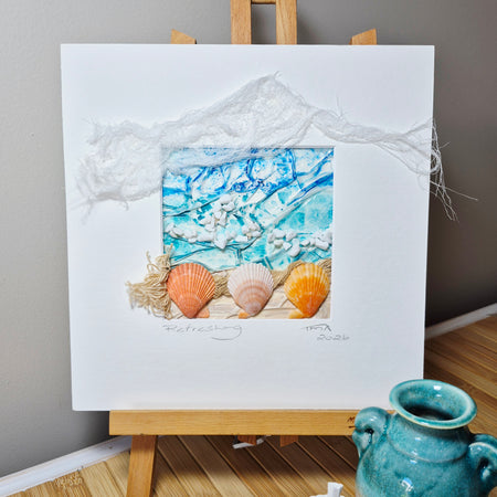 Mixed media artwork called Refreshing