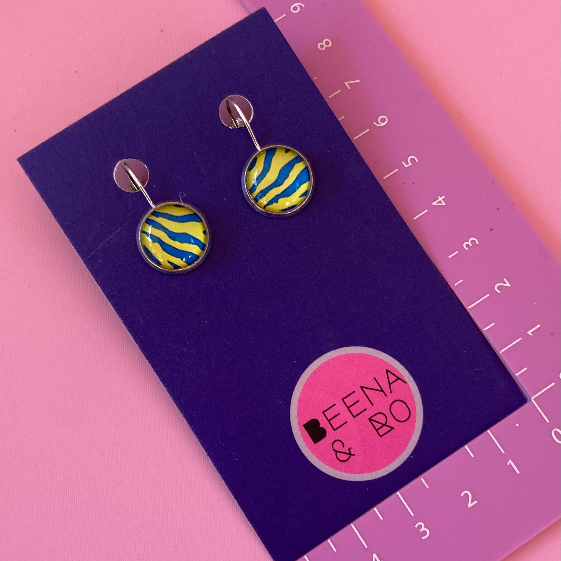 Neon animal stripe earrings