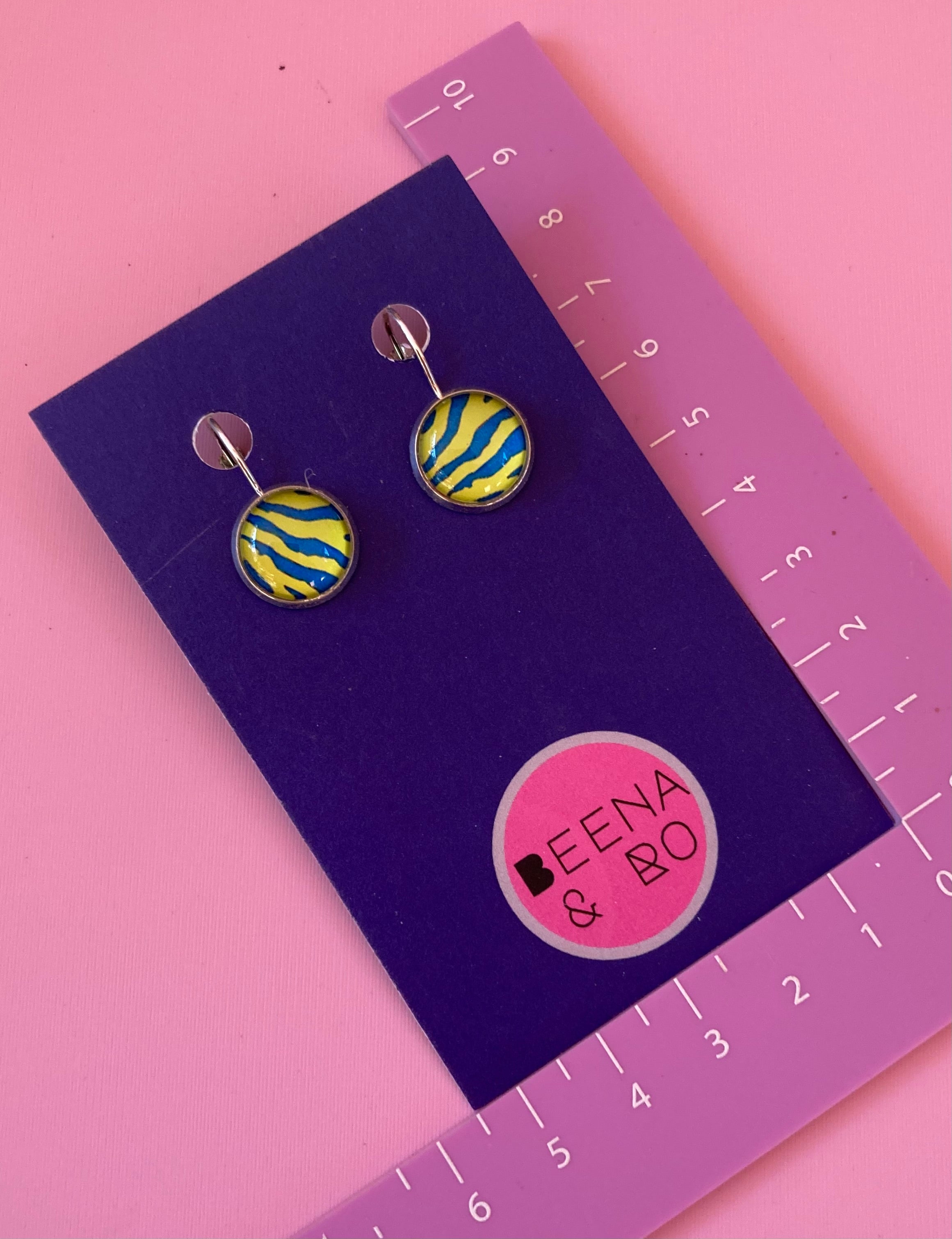Neon animal stripe earrings