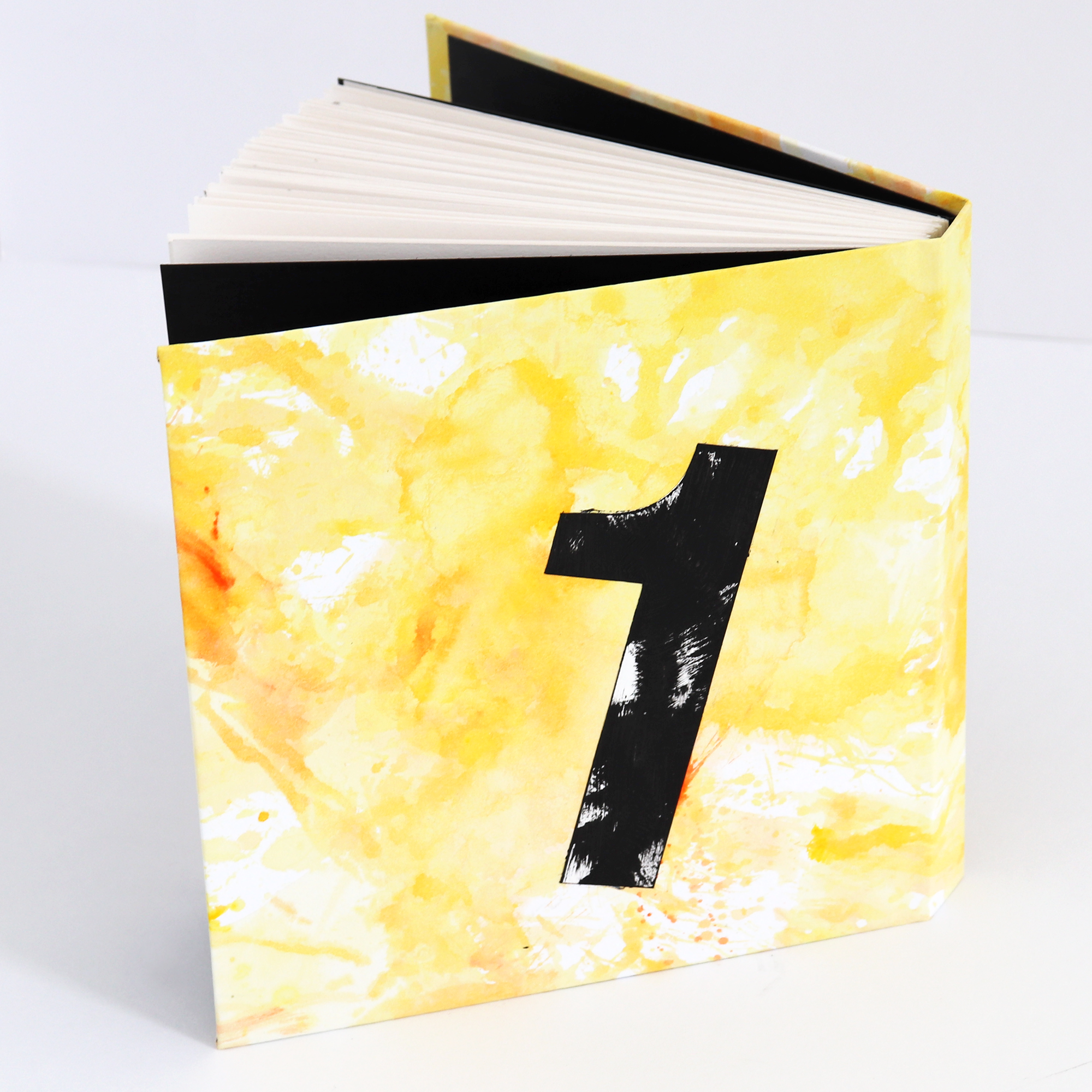 Yellow and black lay flat grunge design journal