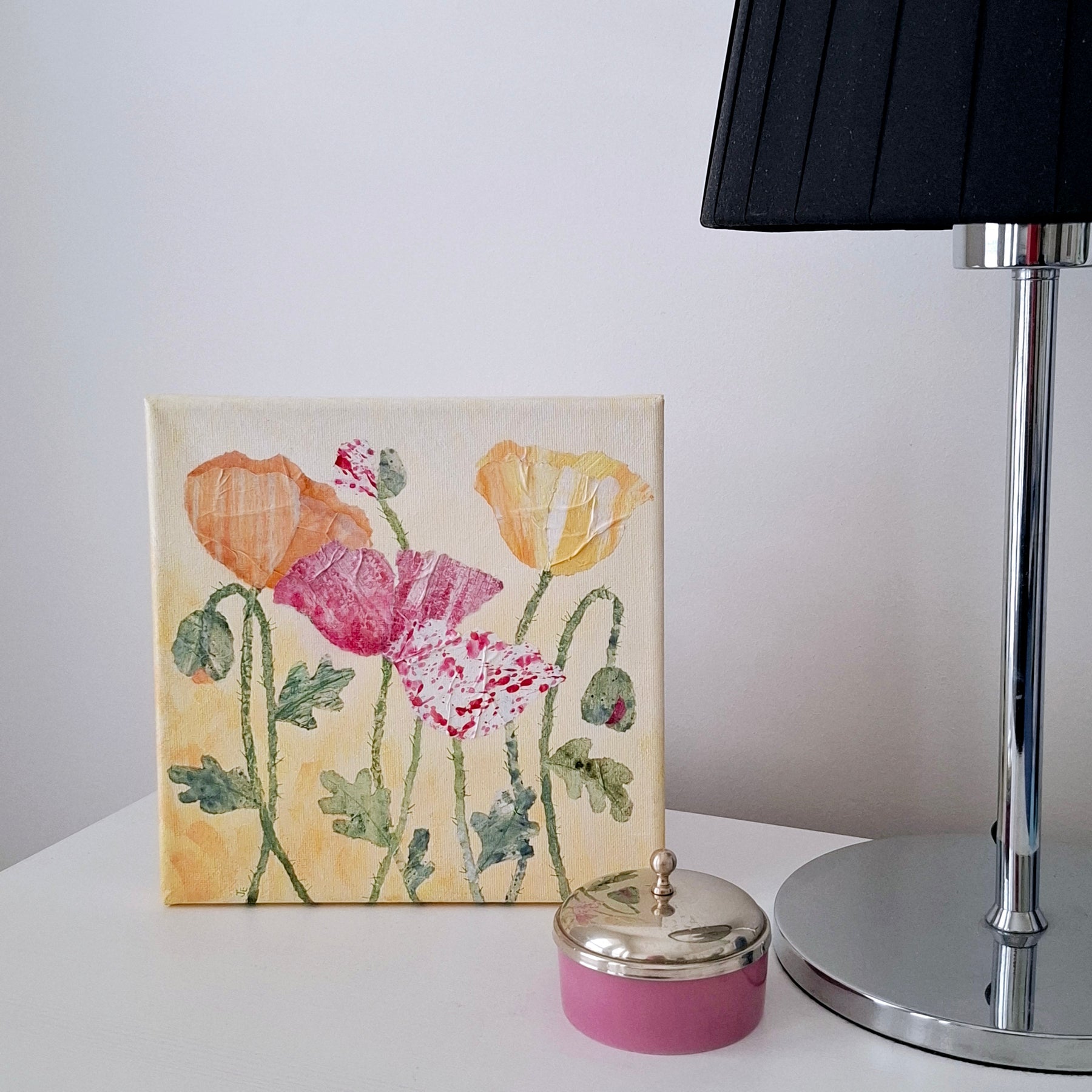 ORIGINAL ARTWORK - Swaying Poppies - 20cm x 20cm