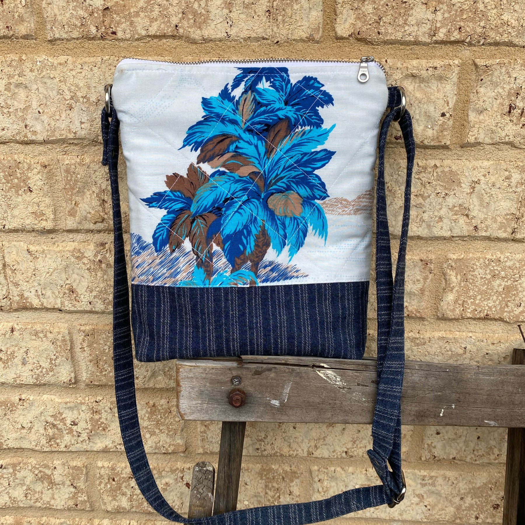 Hawaiian Star Handmade Crossbody Bag Upcycled Vintage Fabrics & Denim