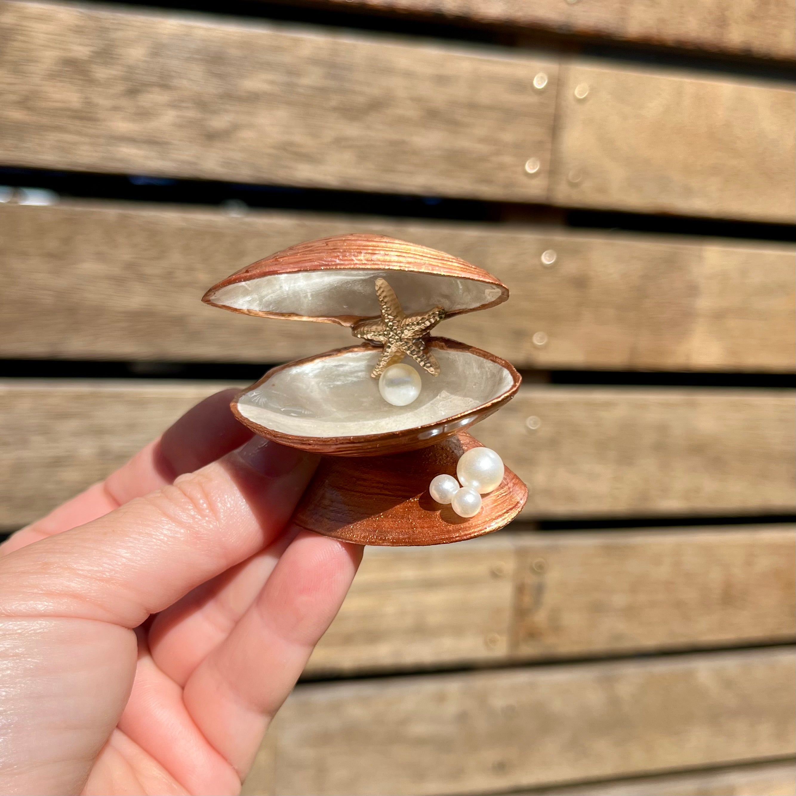 Ring Box With Starfish & Pearls