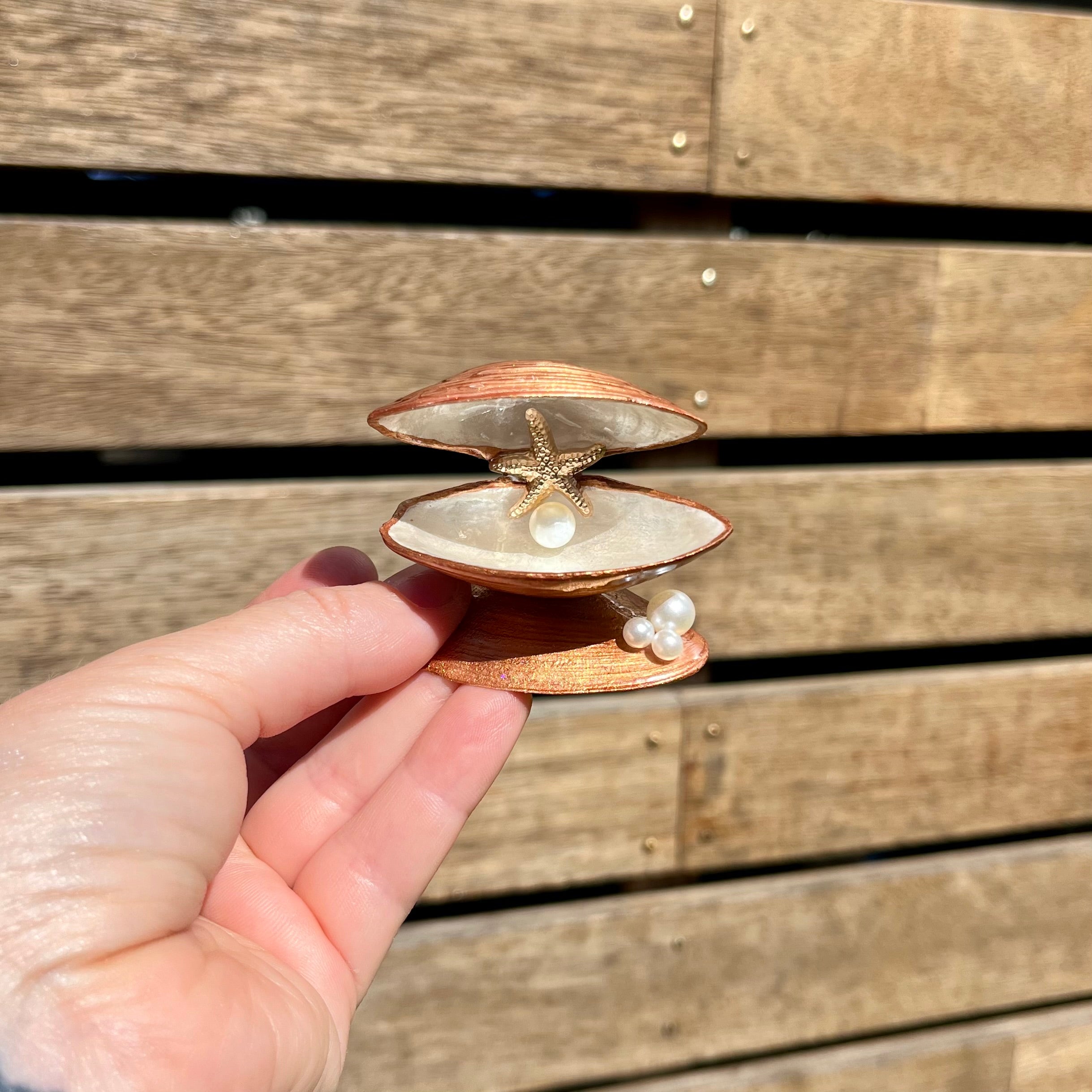 Ring Box With Starfish & Pearls