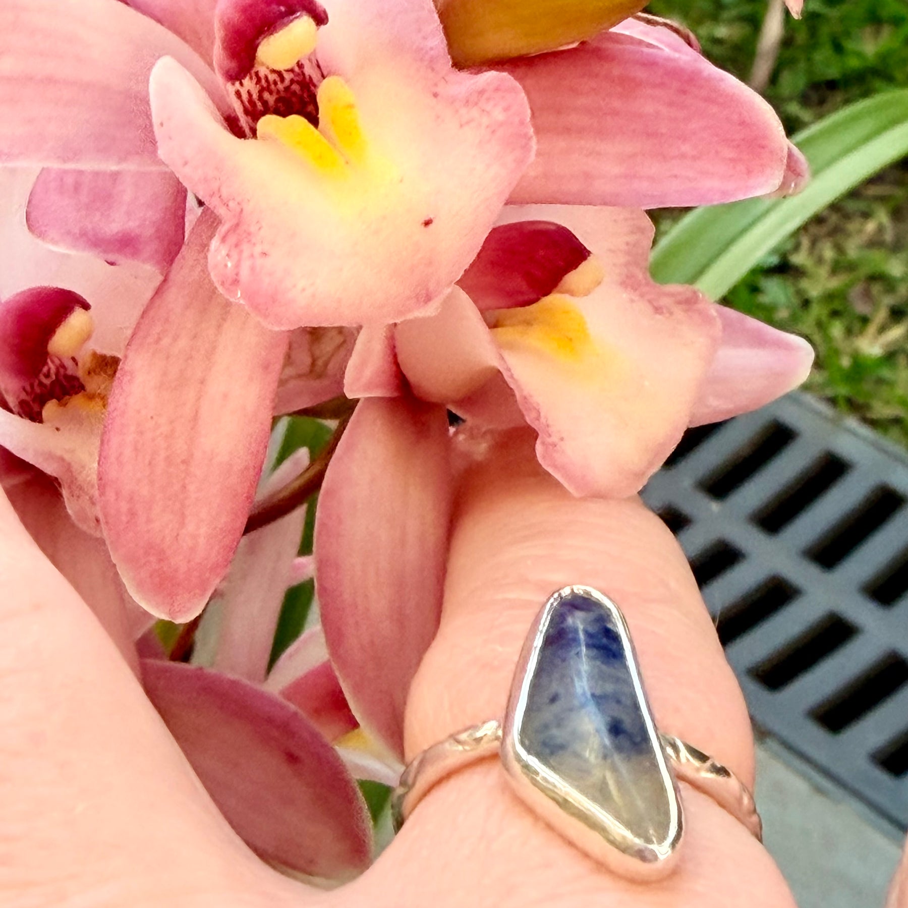 Blue Boomerang Sterling Silver Ring
