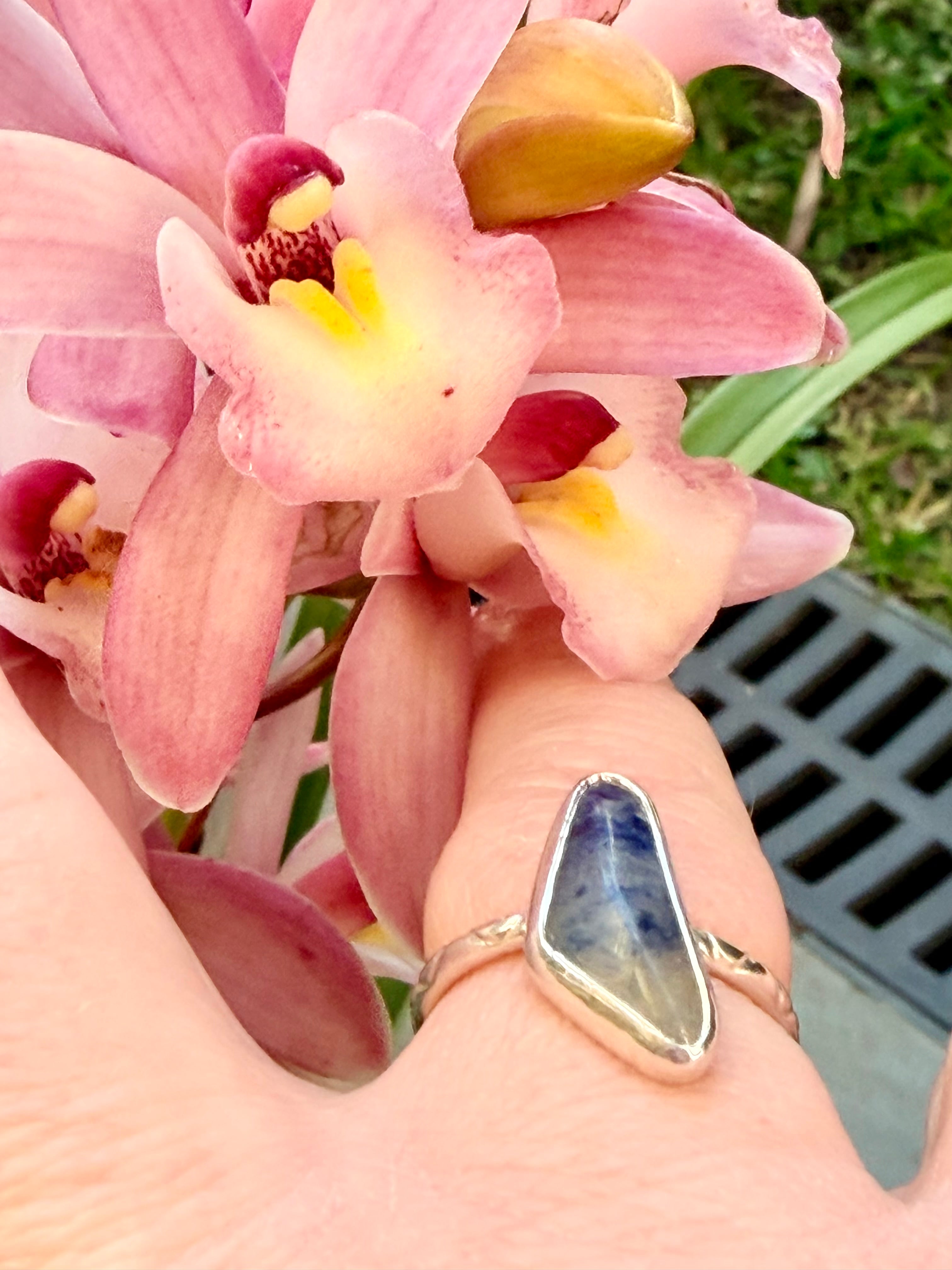 Blue Boomerang Sterling Silver Ring