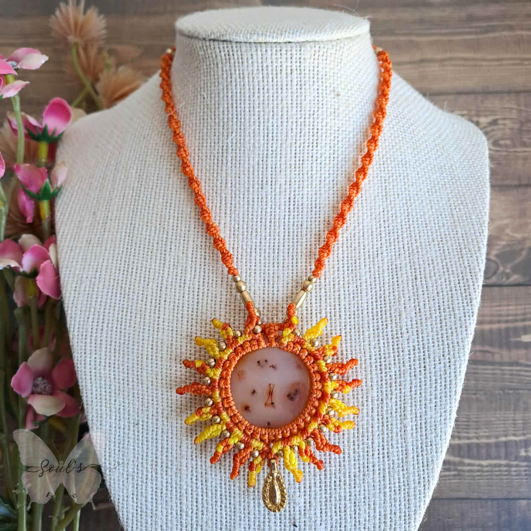Carnelian Micromacrame Necklace