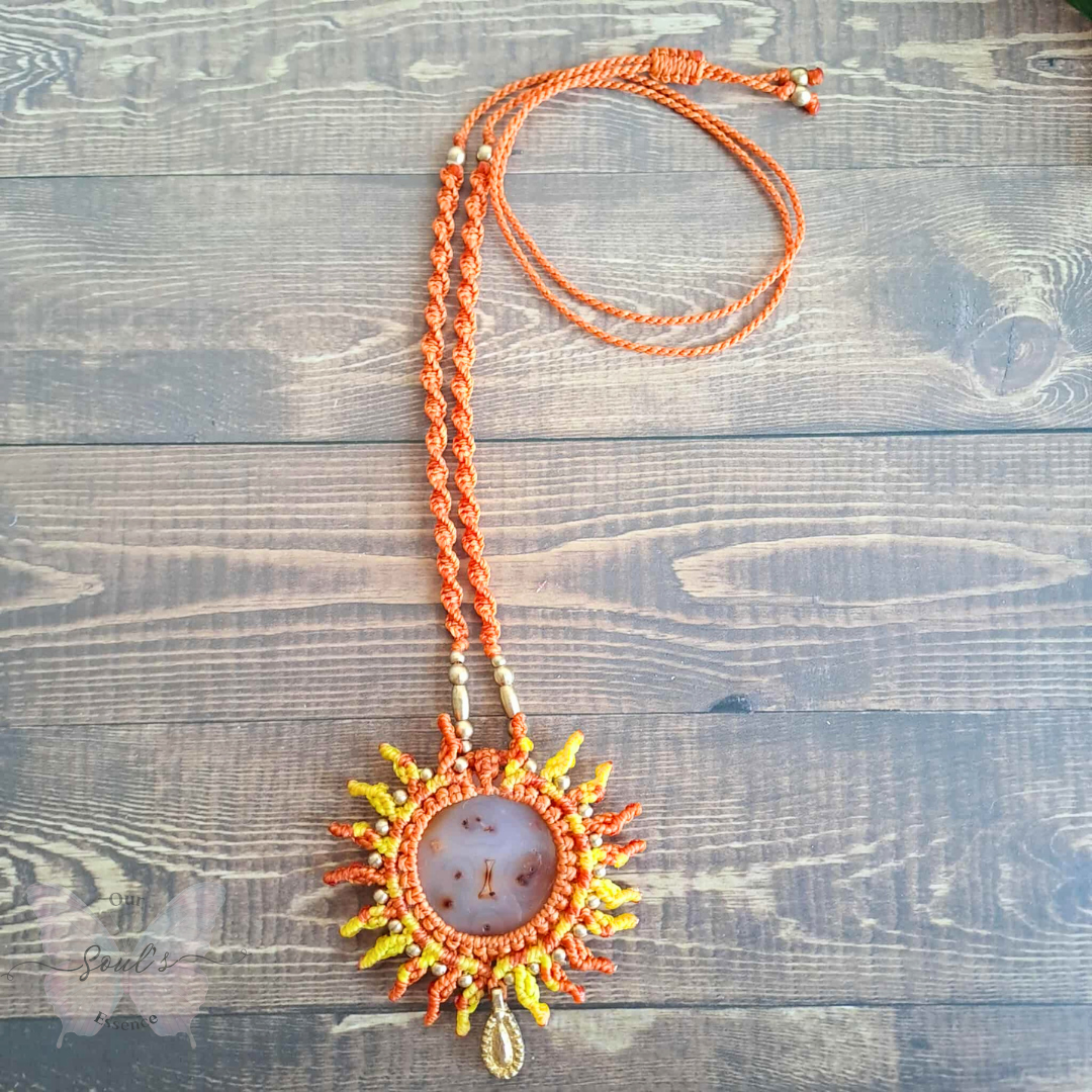 Carnelian Micromacrame Necklace
