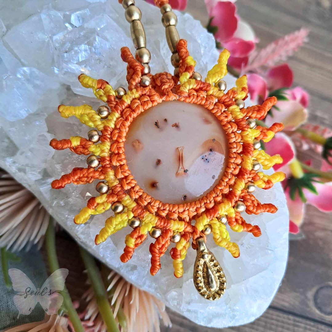 Carnelian Micromacrame Necklace