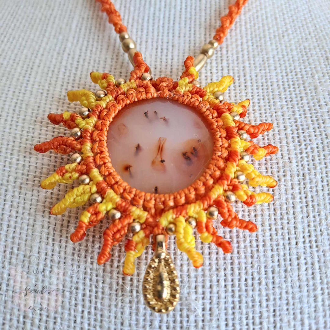 Carnelian Micromacrame Necklace