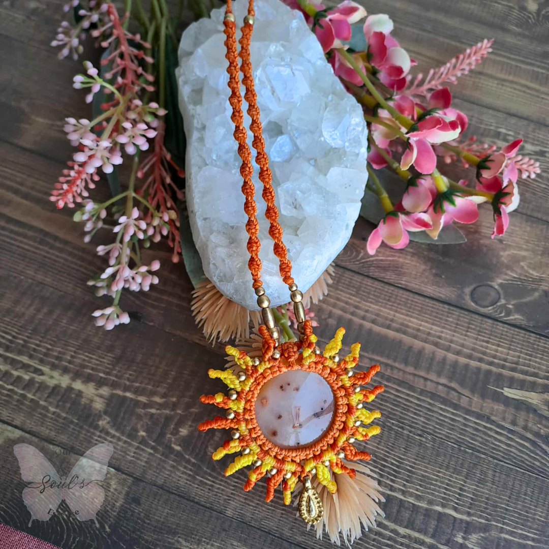 Carnelian Micromacrame Necklace
