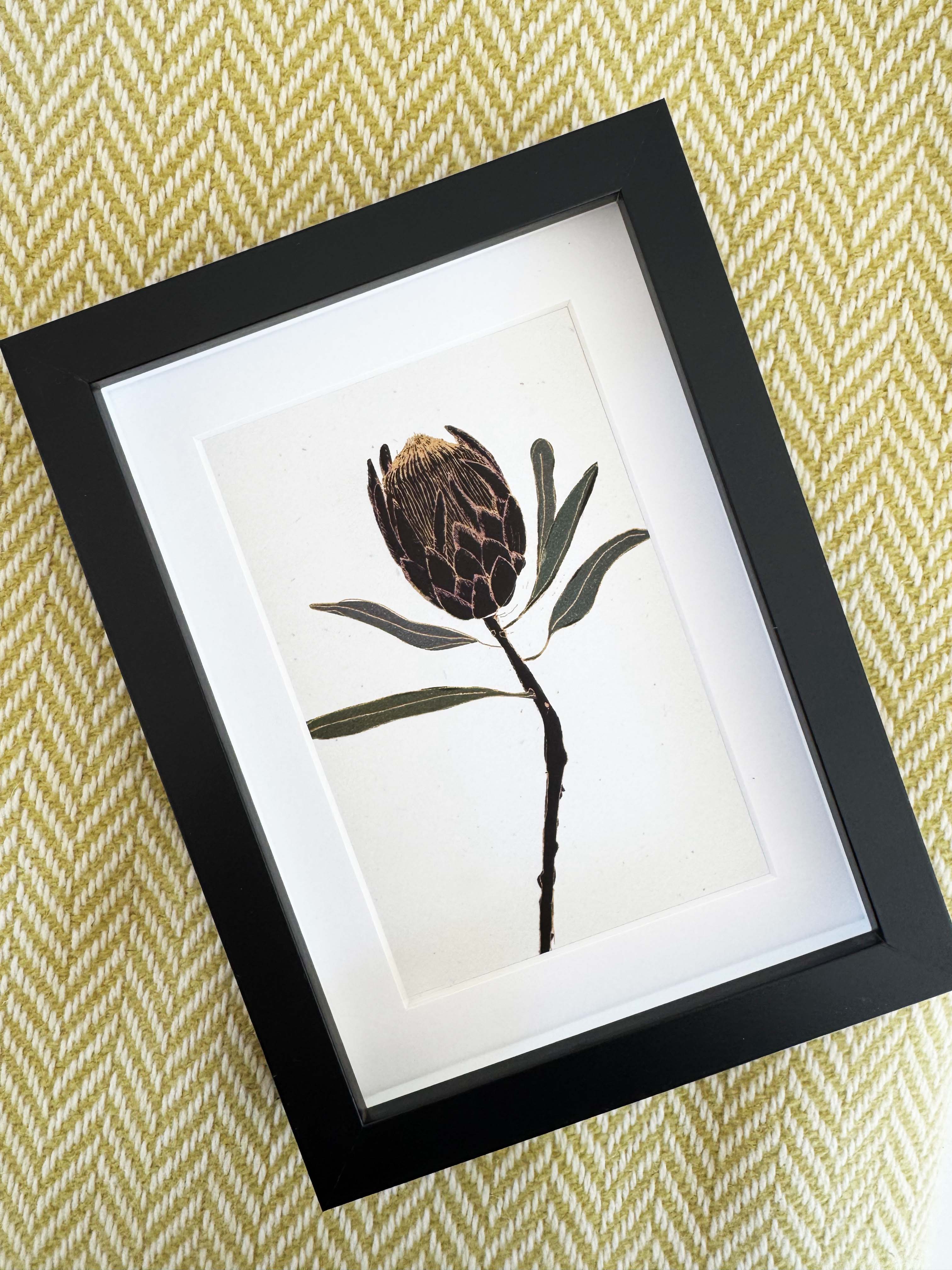 Protea print - black frame with inset included (13 x 18cm)