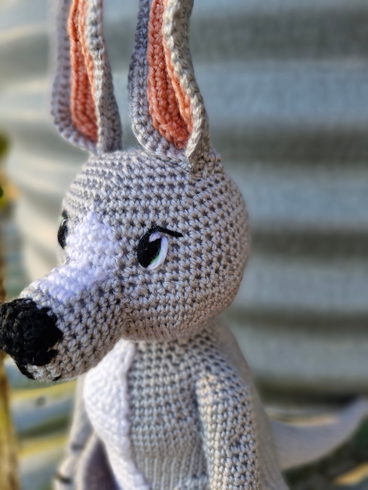 Handmade Crochet Sweet Grey Kangaroo – Made to Order