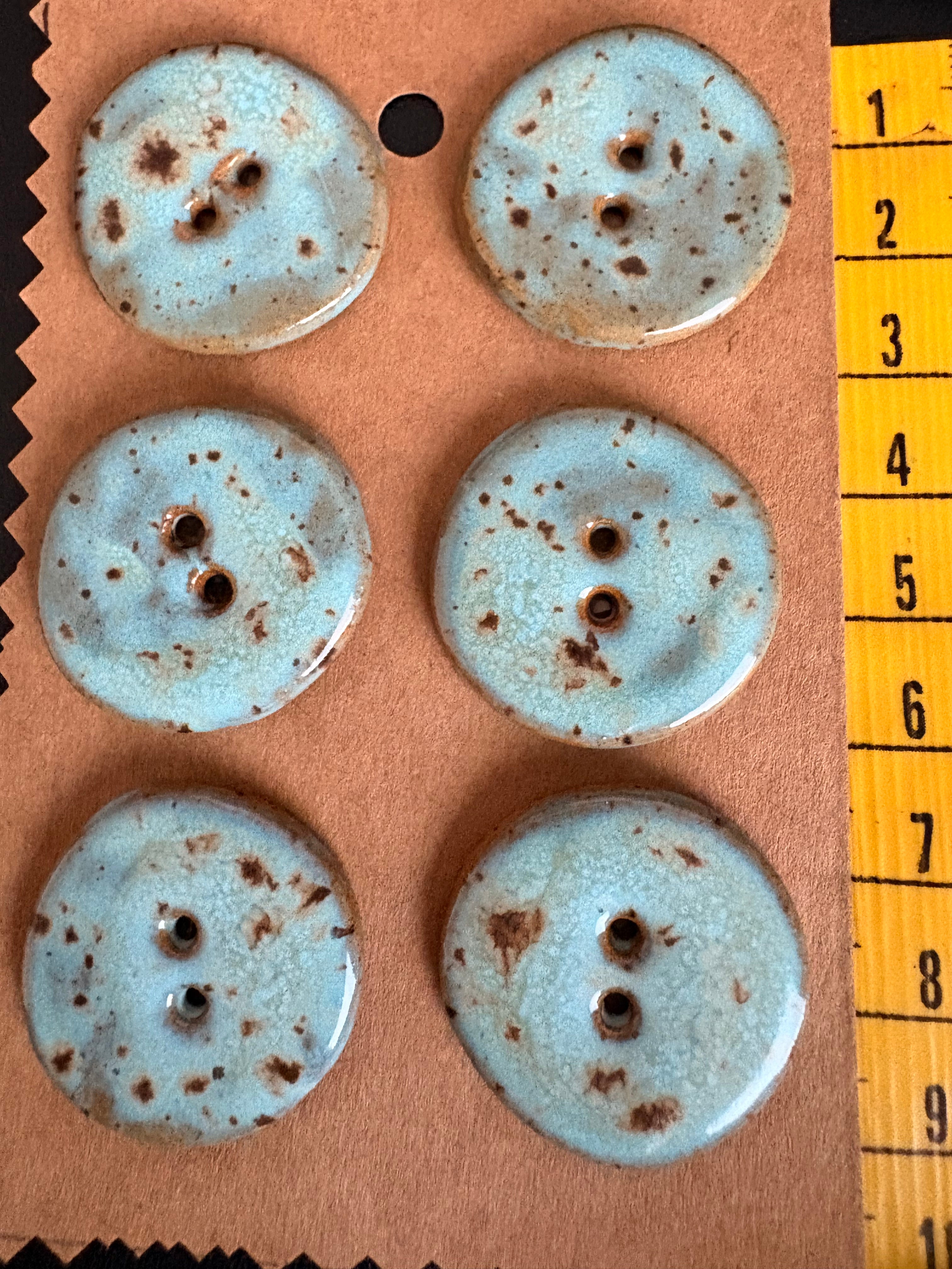 Ceramic Buttons Round (Irregular Shaped) 28 mm | Set of 6 | Artisan Made