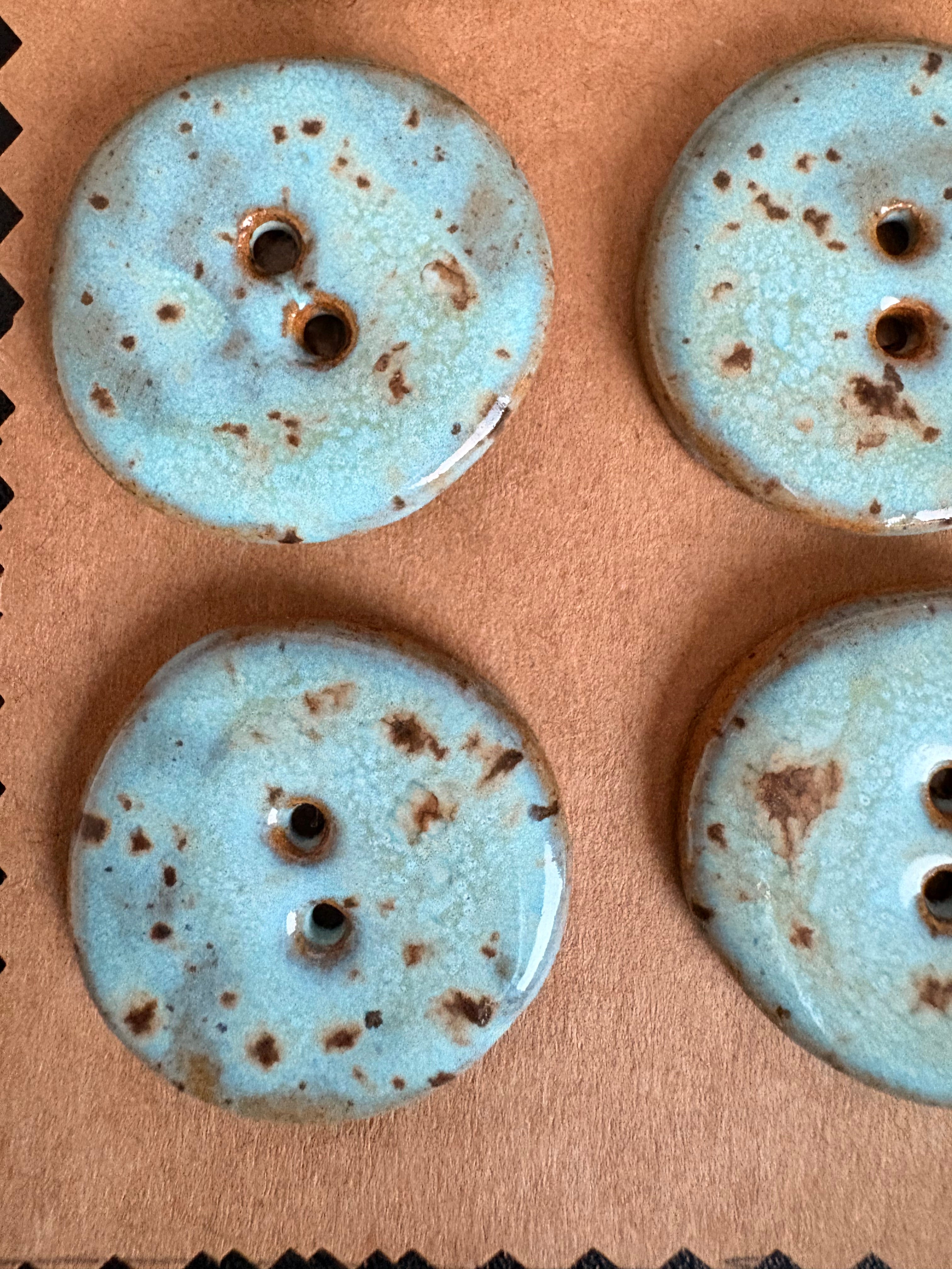 Ceramic Buttons Round (Irregular Shaped) 28 mm | Set of 6 | Artisan Made