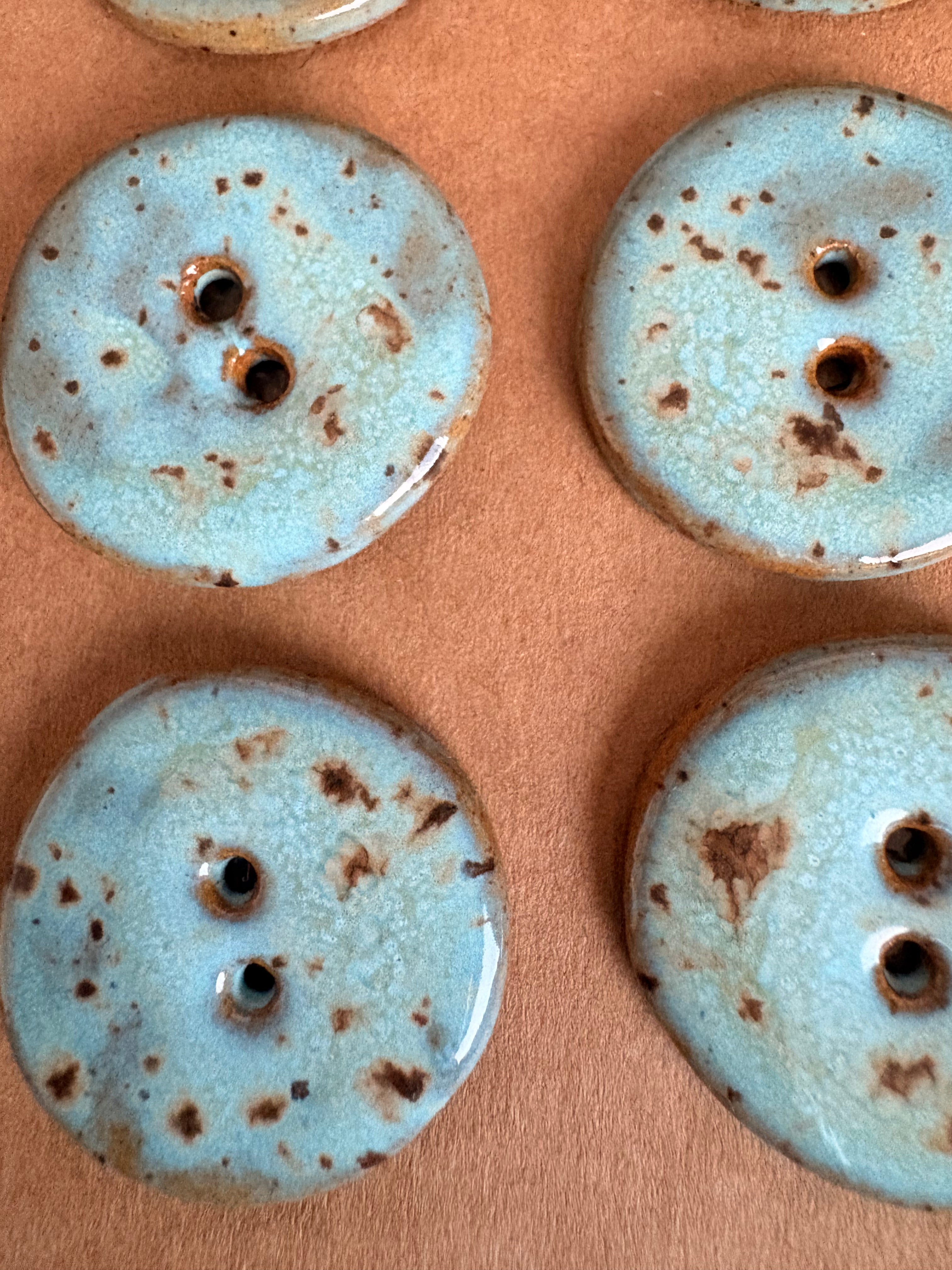 Ceramic Buttons Round (Irregular Shaped) 28 mm | Set of 6 | Artisan Made