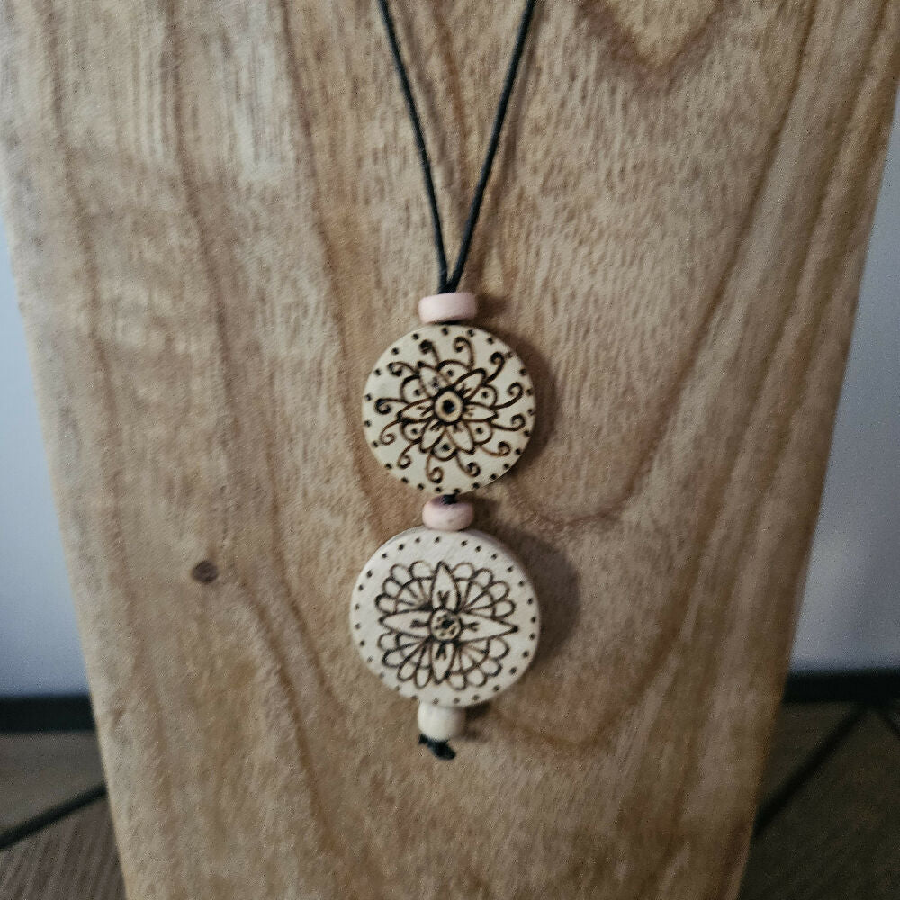 wooden beaded necklaces - the katie collective - pink mandala