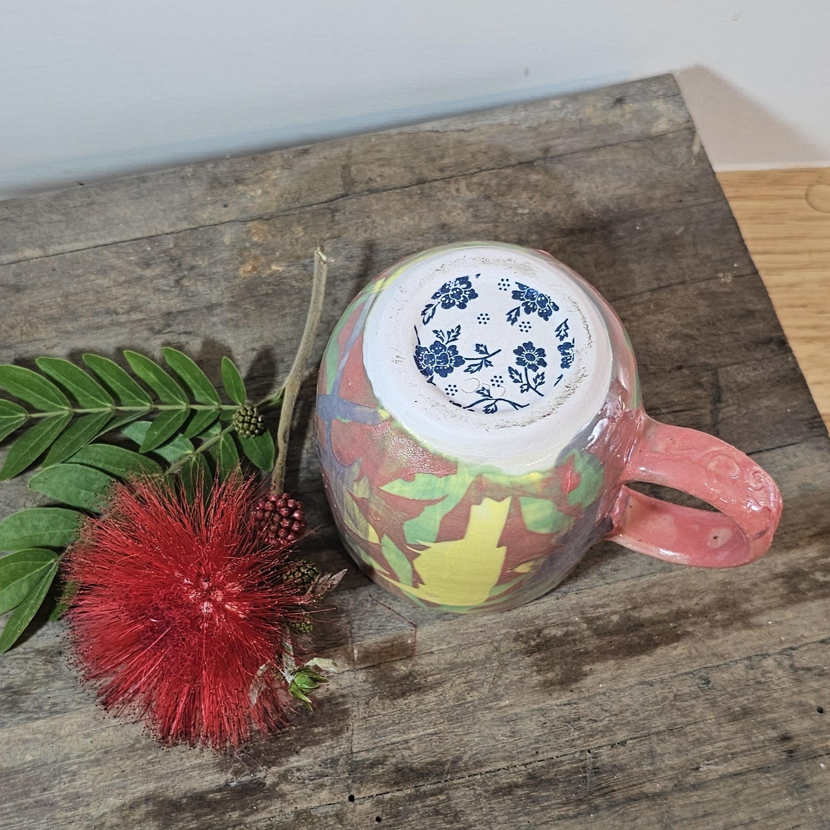 Pink Wren Cup (hand painted)