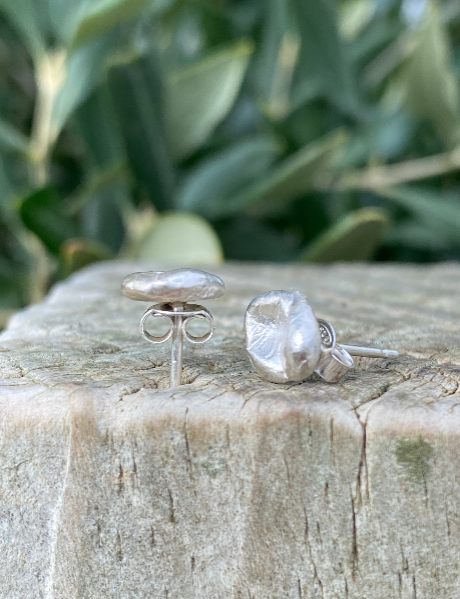 Tidal Pool Stud Earrings | Handmade Sterling Silver Organic Studs