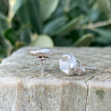 Tidal Pool Stud Earrings | Handmade Sterling Silver Organic Studs