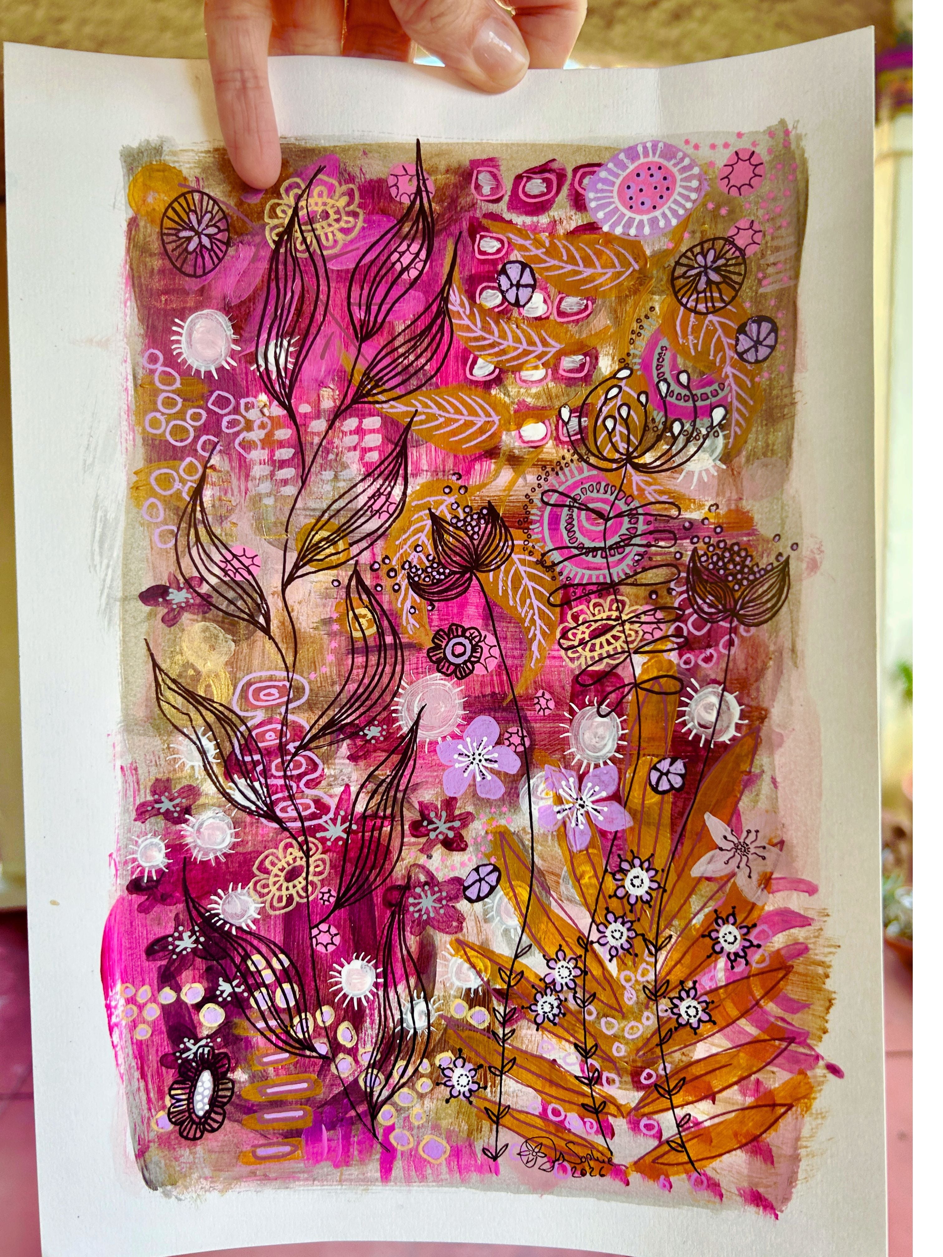 Original Hand Painted Artwork : Botanical Threads
