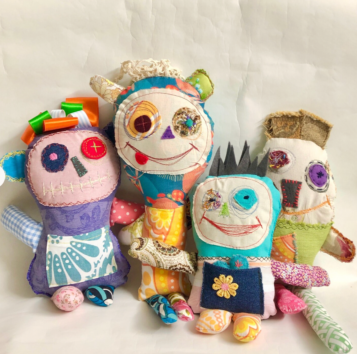 Fabric Monster Doll, Worry Doll, Softie Art Doll - Charlie