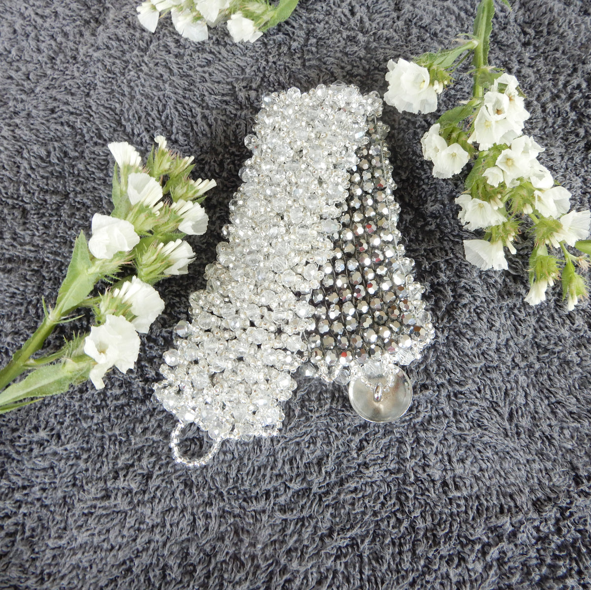 Silver and Crystal Hand Beaded Bracelet